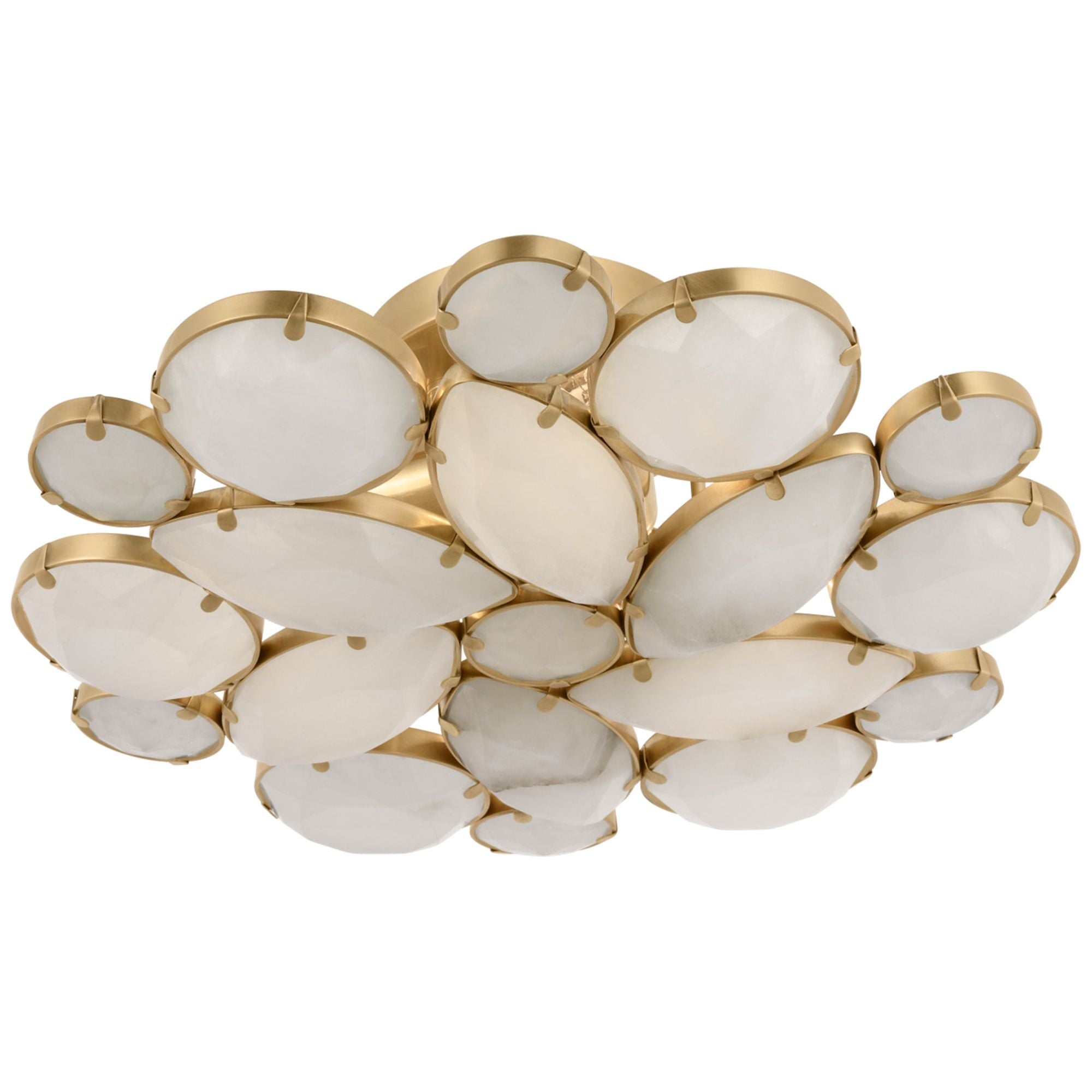 kate spade new york Lloyd Medium Round Flush Mount in Soft Brass with Alabaster Ceiling Light W13" x H4.25"