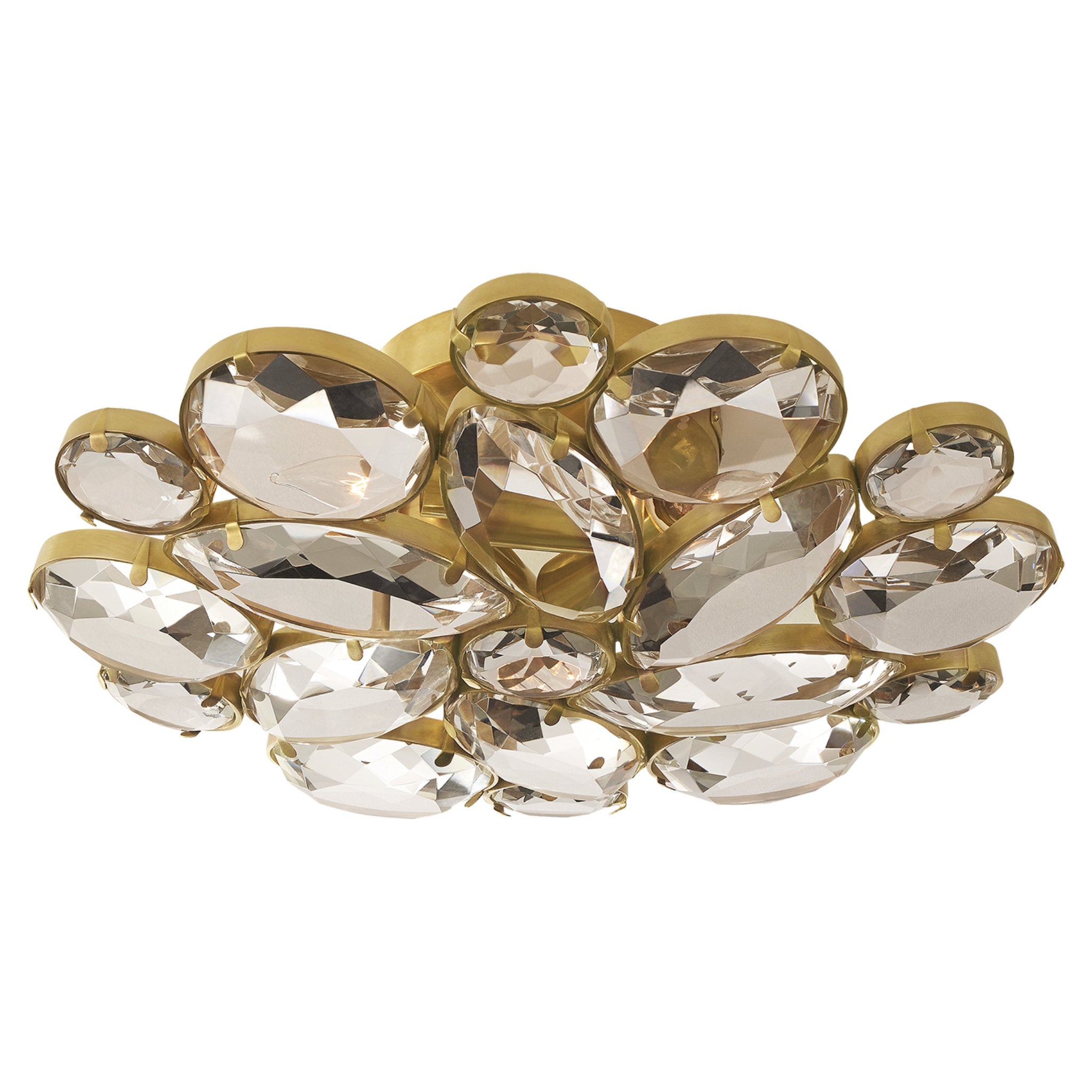 kate spade new york Lloyd Medium Round Flush Mount in Soft Brass with Clear Glass Ceiling Light W13" x H4.25"