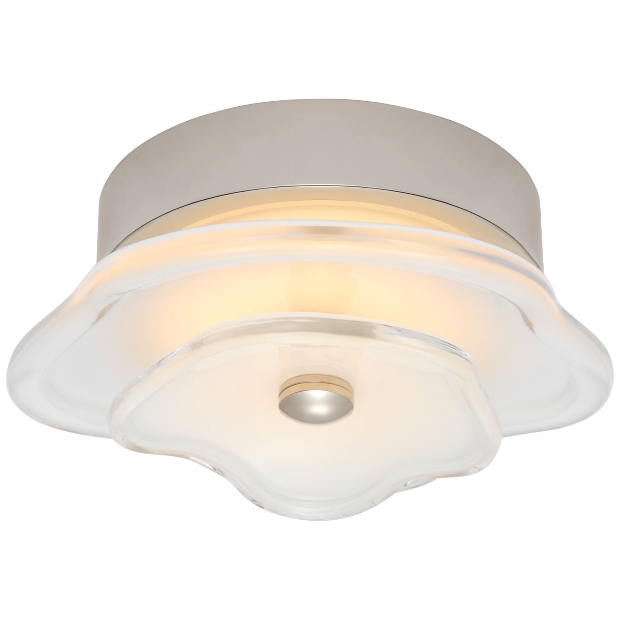 kate spade new york Leighton 6" Layered Flush Mount in Polished Nickel with Cream Tinted Glass Ceiling Light W6" x H2.5"