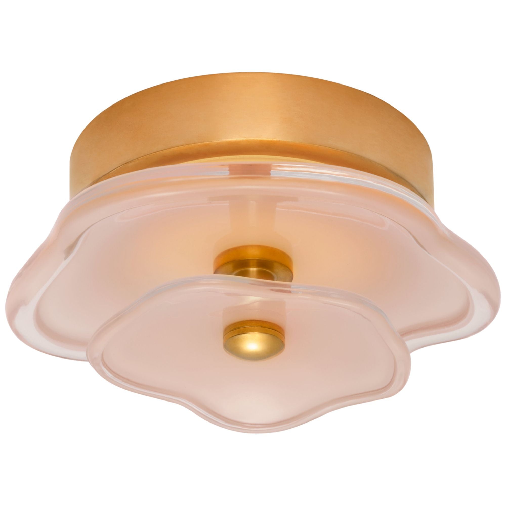 kate spade new york Leighton 6" Layered Flush Mount in Soft Brass with Blush Tinted Glass Ceiling Light W6" x H2.5"