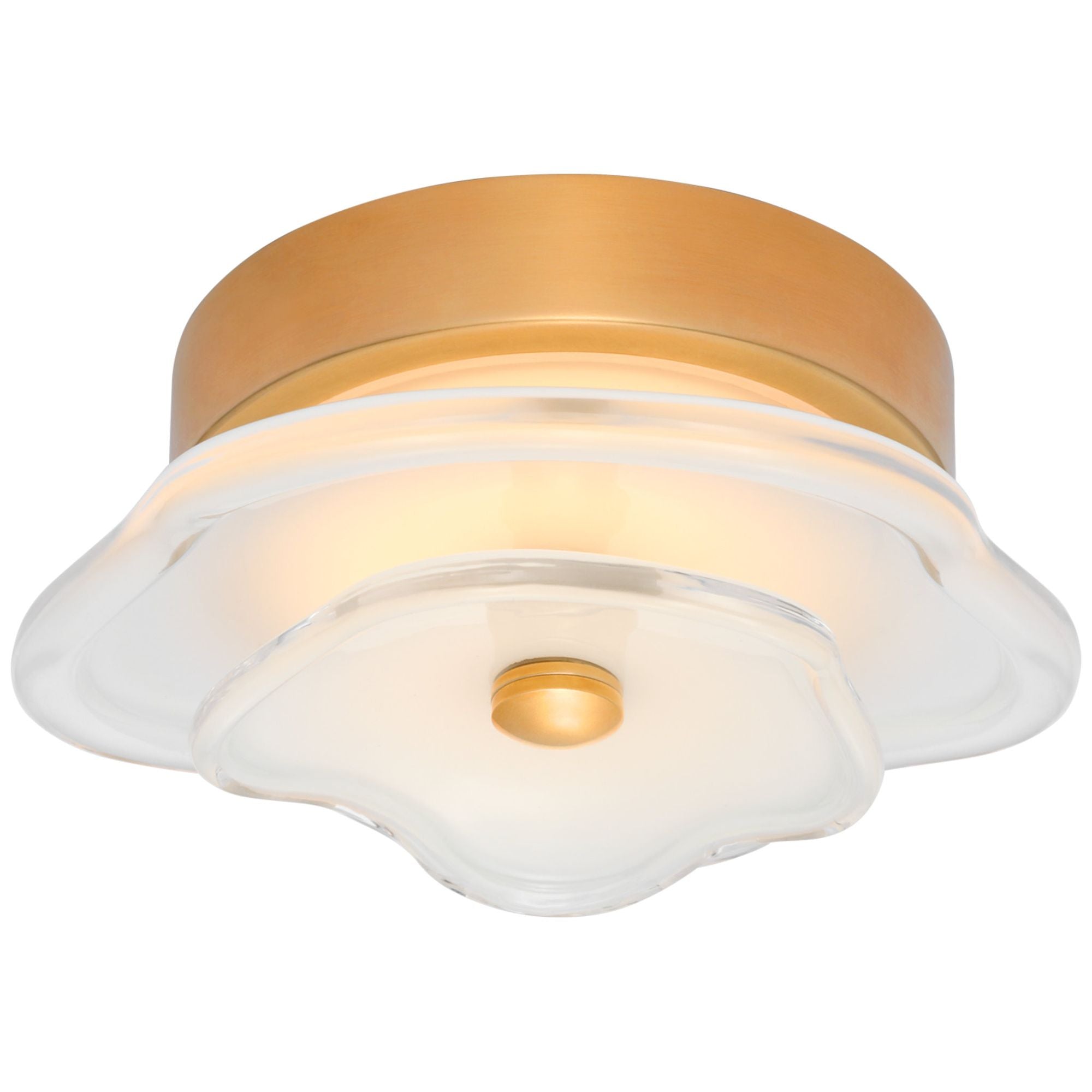 kate spade new york Leighton 6" Layered Flush Mount in Soft Brass with Cream Tinted Glass Ceiling Light W6" x H2.5"