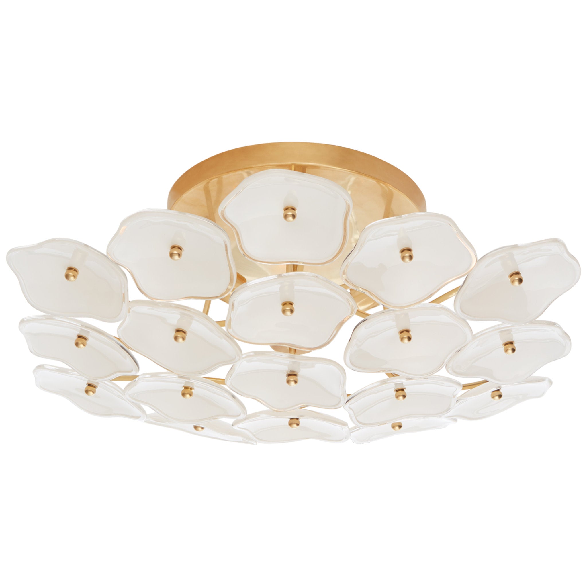 kate spade new york Leighton Medium Flush Mount in Soft Brass with Cream Tinted Glass Ceiling Light W20" x H7.5"