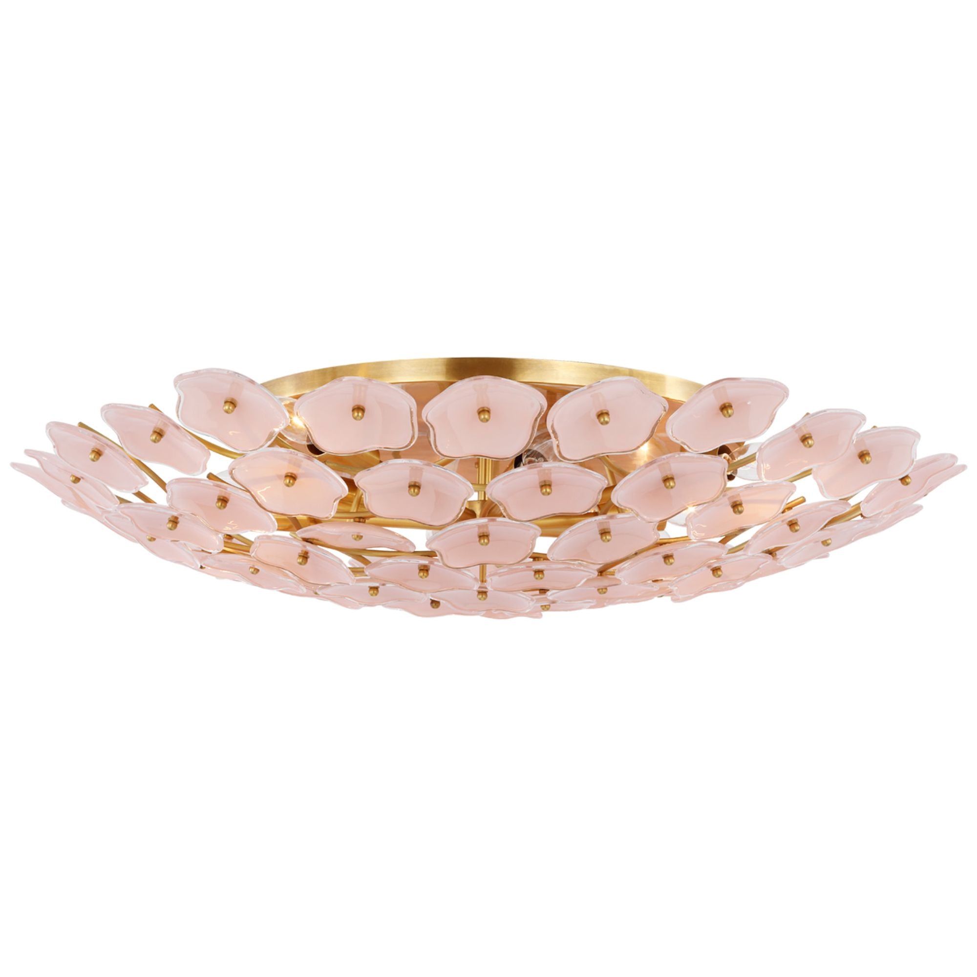 kate spade new york Leighton Grande Flush Mount in Soft Brass with Blush Tinted Glass Ceiling Light W32.5" x H6.5"