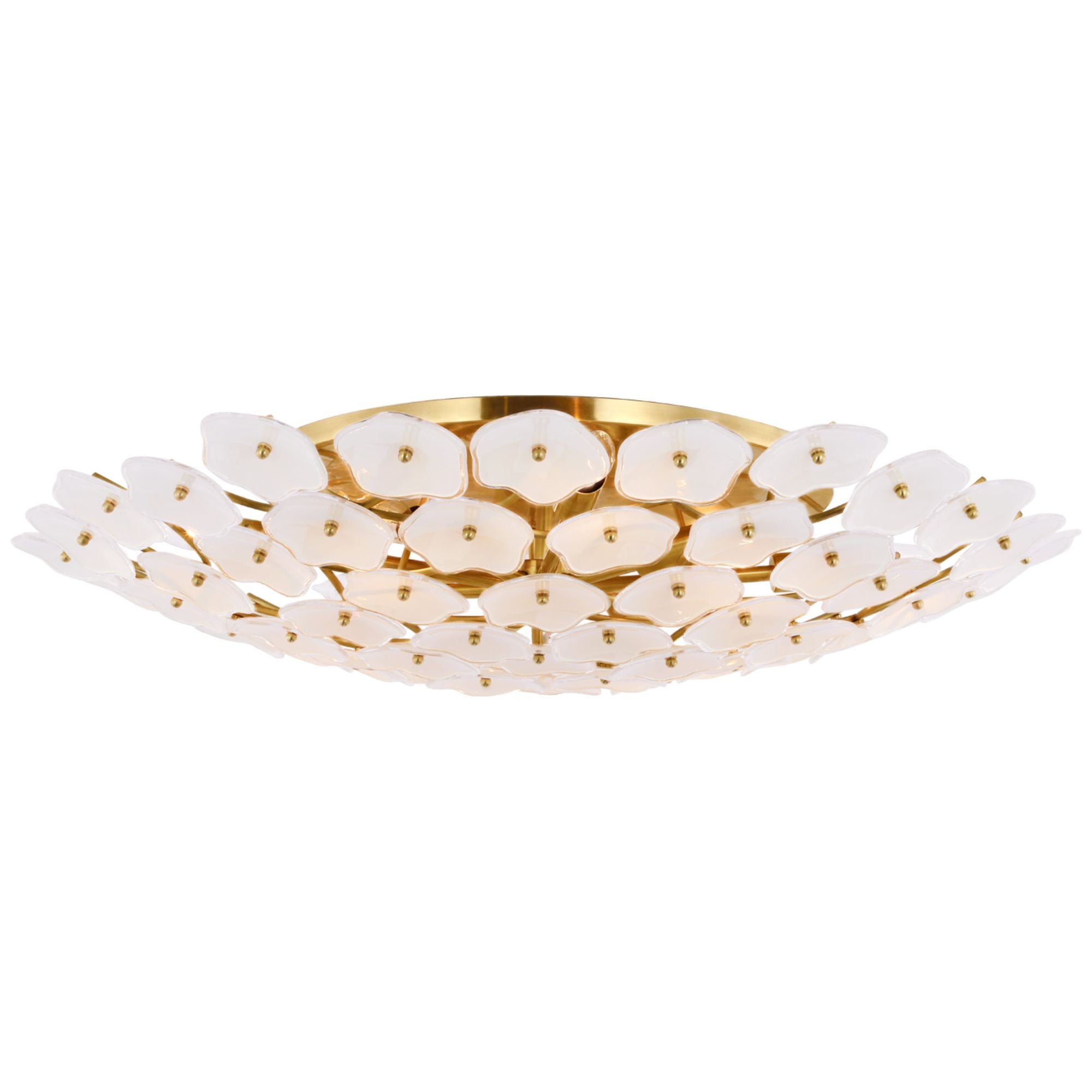 kate spade new york Leighton Grande Flush Mount in Soft Brass with Cream Tinted Glass Ceiling Light W32.5" x H6.5"