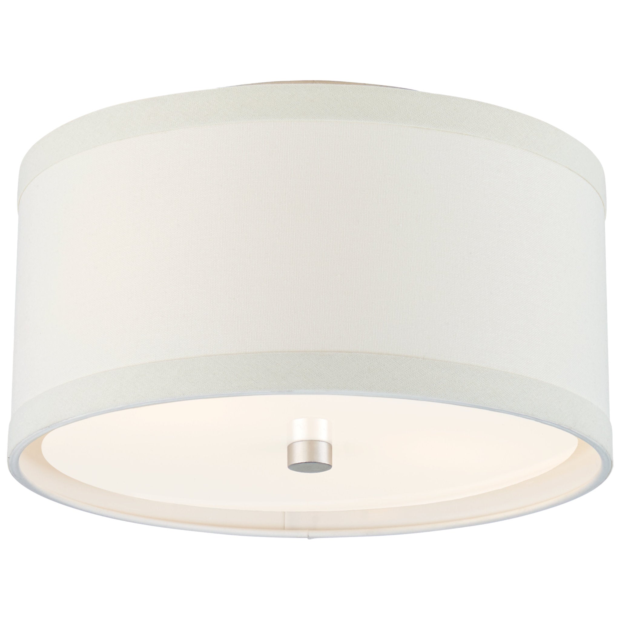 kate spade new york Walker Small Flush Mount in Burnished Silver Leaf with Cream Linen Shade Ceiling Light W13" x H7.5"