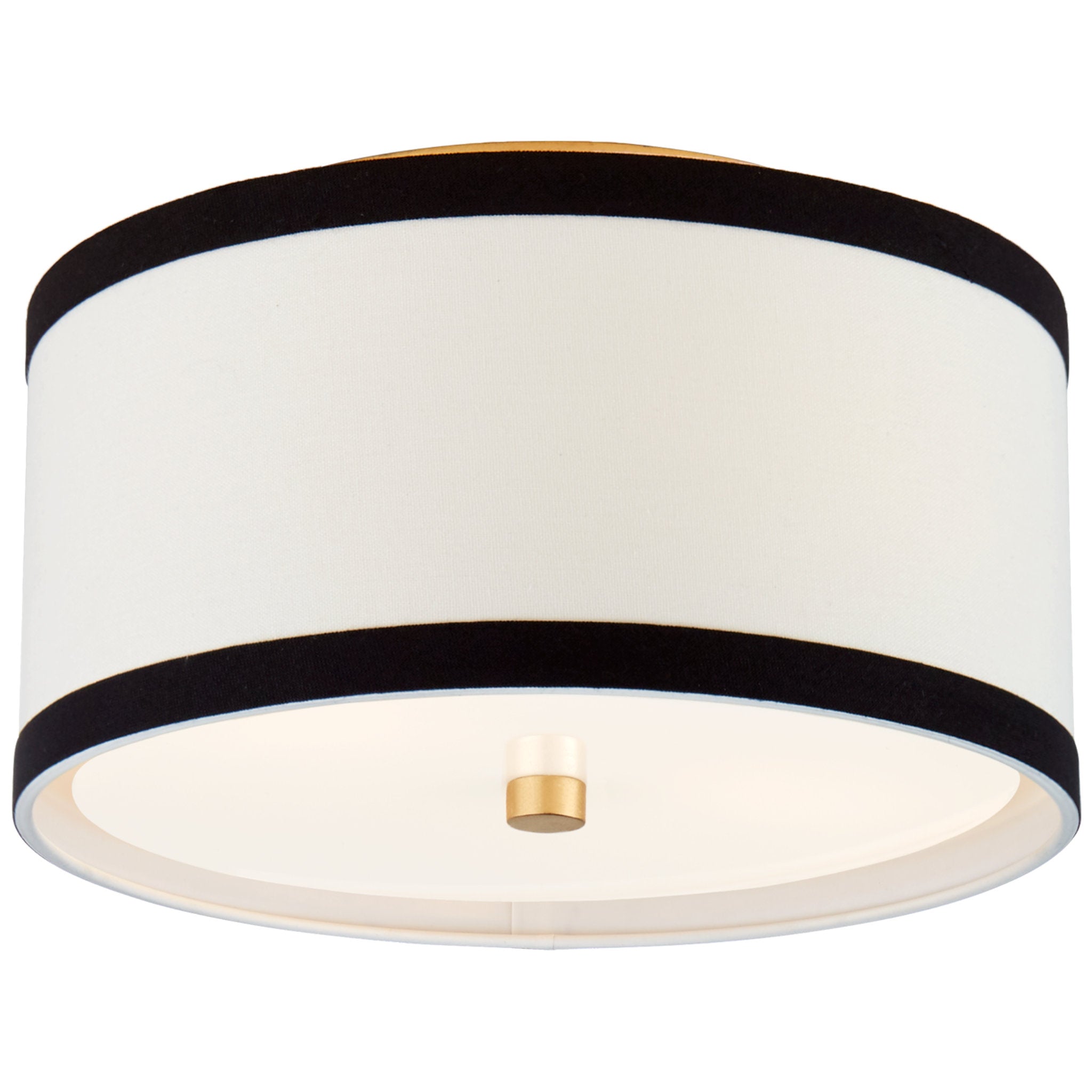 kate spade new york Walker Small Flush Mount in Gild with Cream Linen with Black Linen Trim Ceiling Light W13" x H7.5"