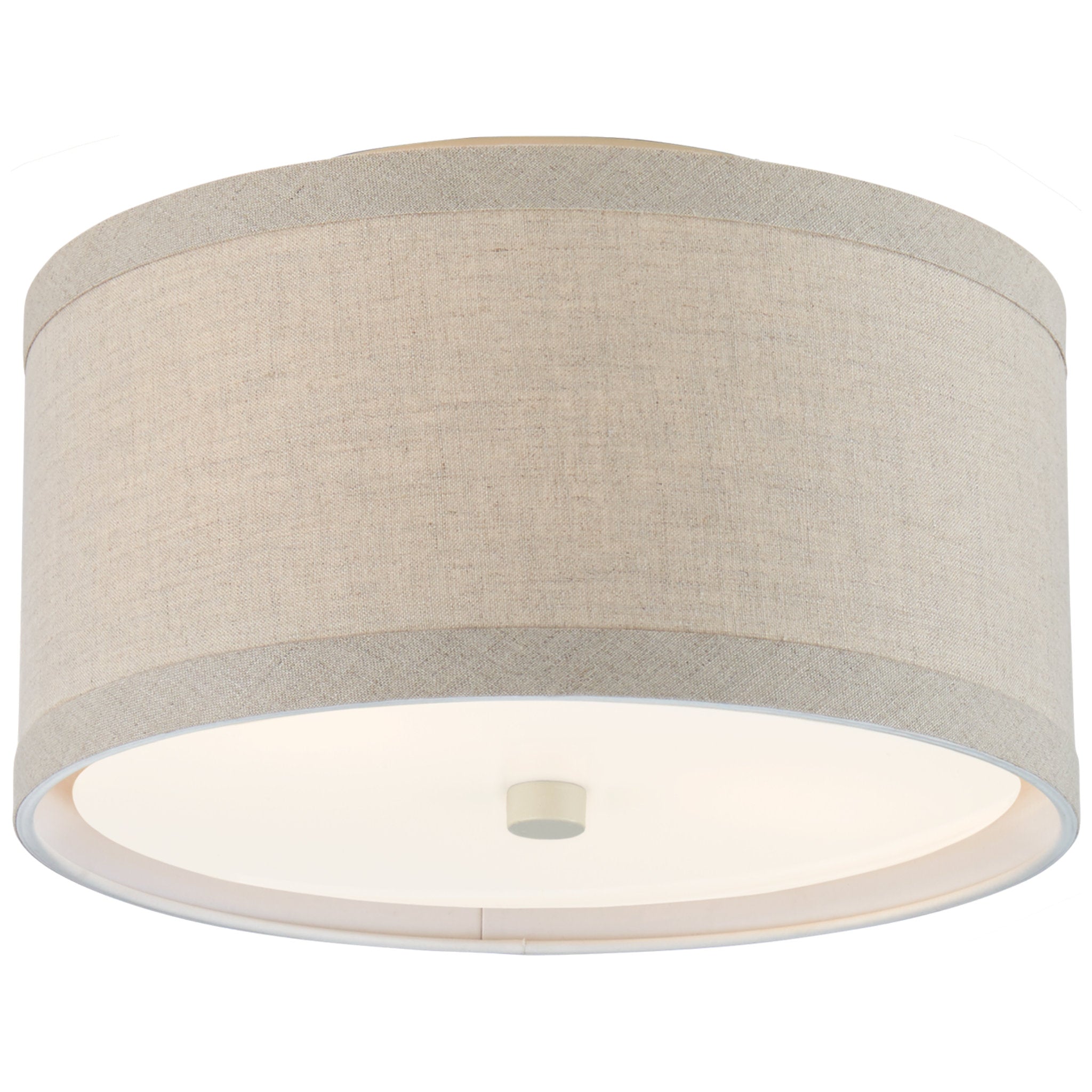 kate spade new york Walker Small Flush Mount in Light Cream with Natural Linen Shade Ceiling Light W13" x H7.5"