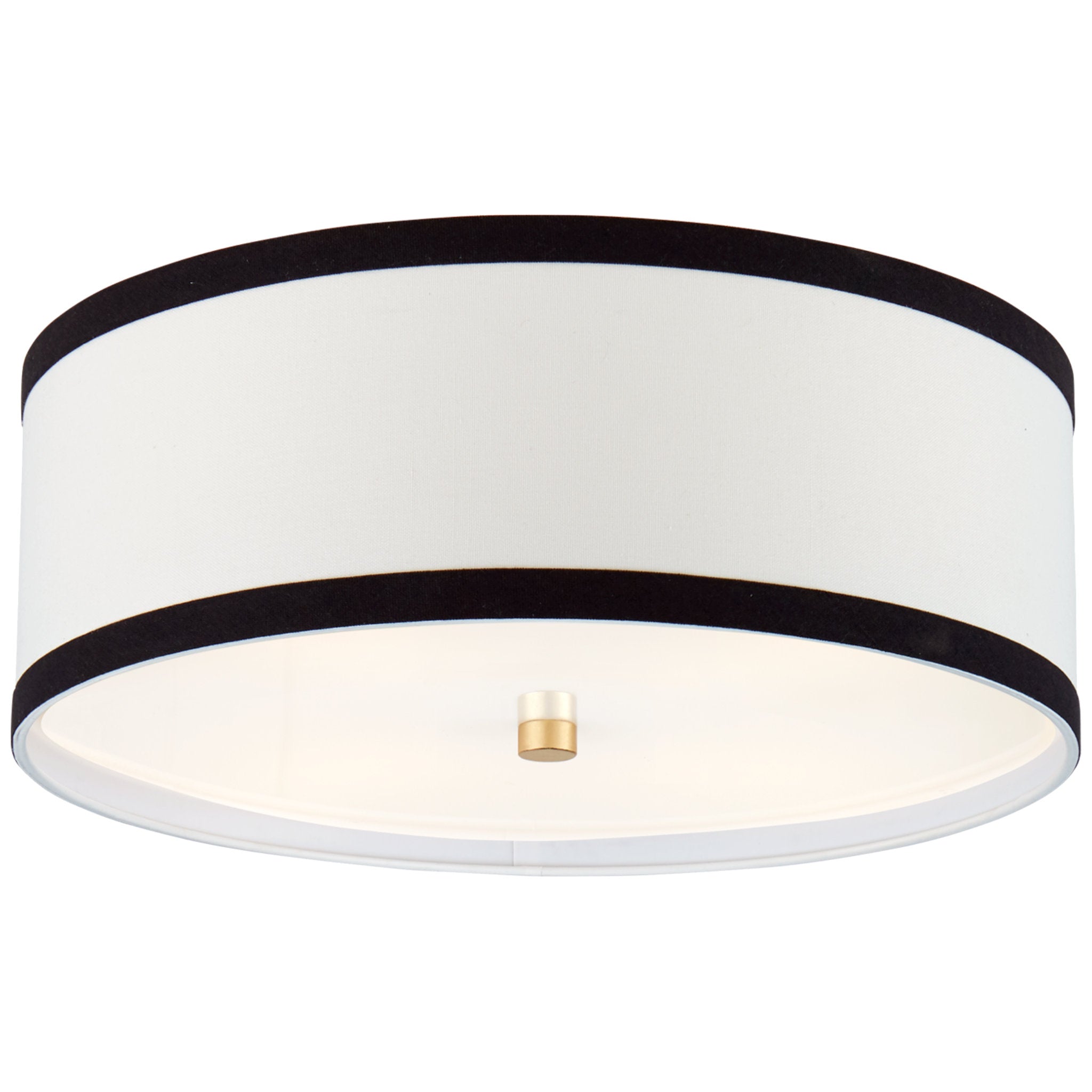kate spade new york Walker Medium Flush Mount in Gild with Cream Linen with Black Linen Trim Ceiling Light W18" x H7.5"