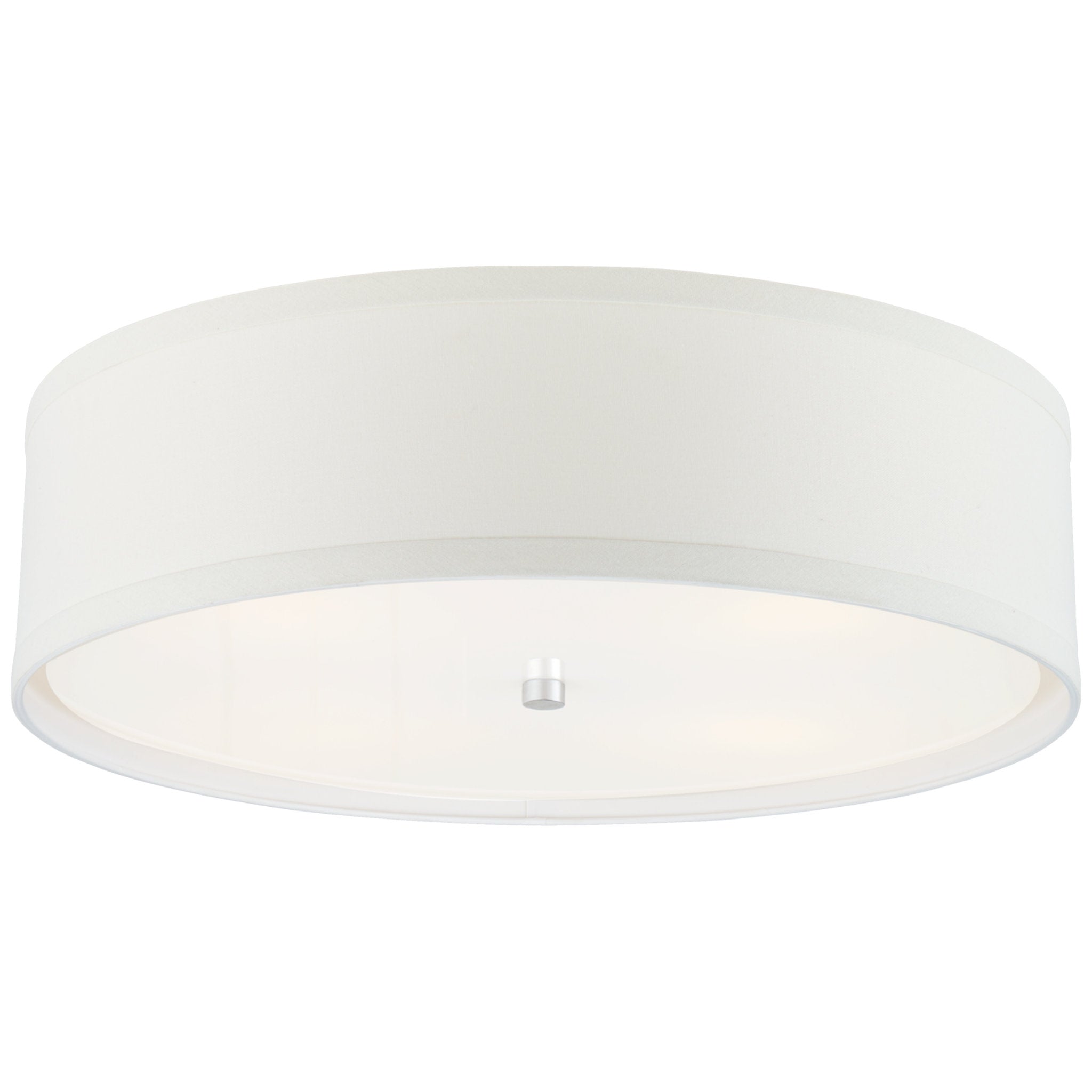 kate spade new york Walker Large Flush Mount in Burnished Silver Leaf with Cream Linen Shade Ceiling Light W24" x H7.5"