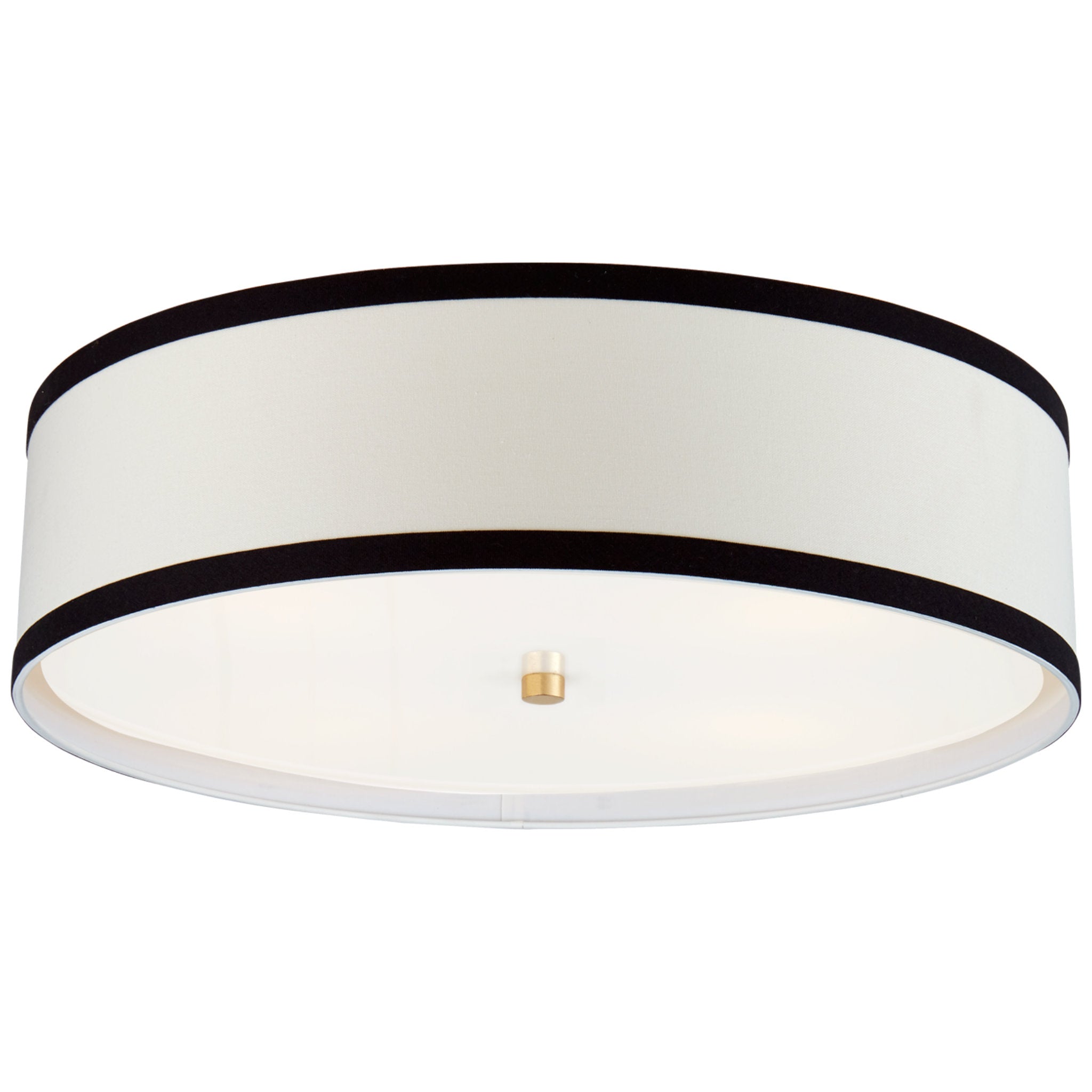 kate spade new york Walker Large Flush Mount in Gild with Cream Linen Shade with Black Linen Trim Ceiling Light W24" x H7.5"