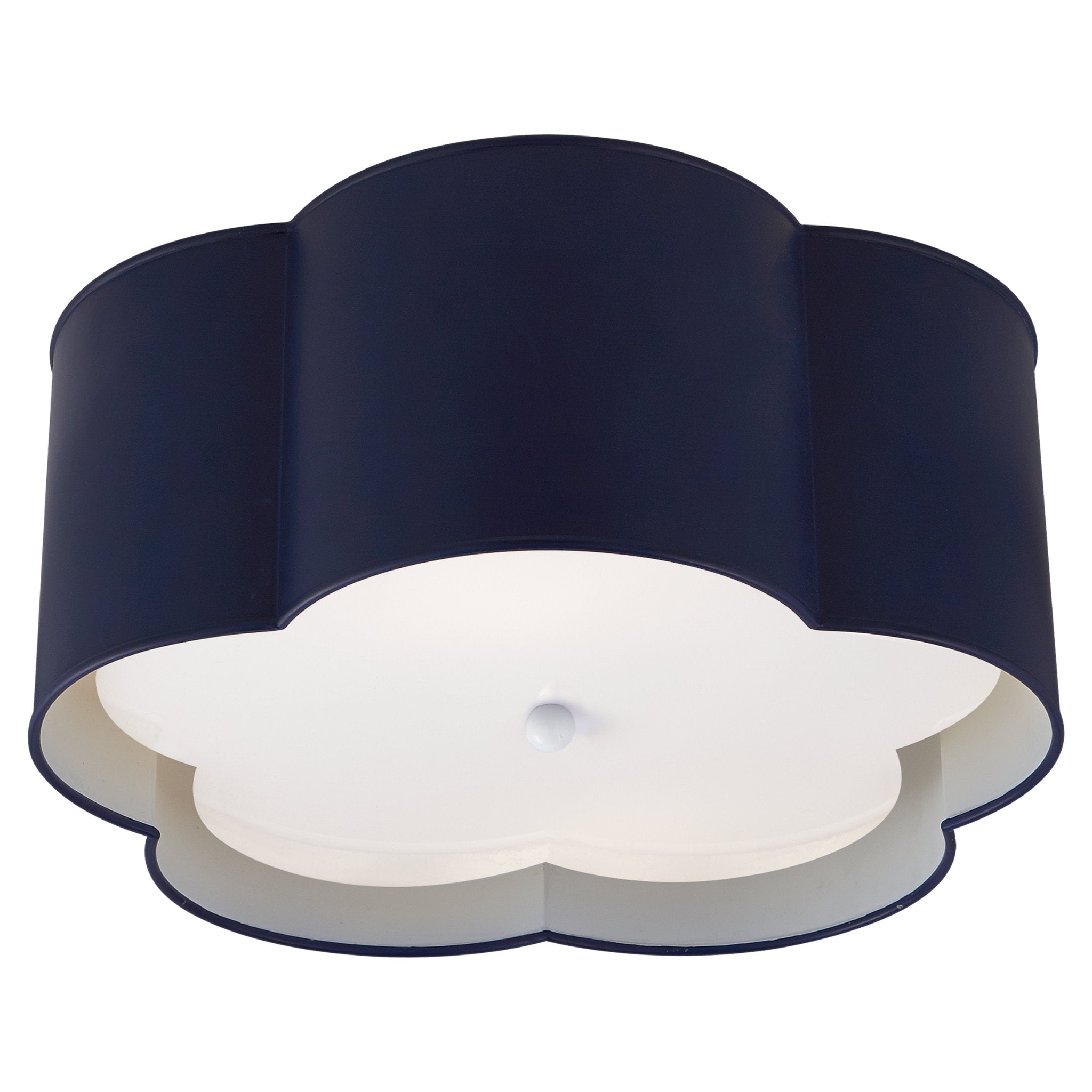 kate spade new york Bryce Medium Flush Mount in French Navy and White with Frosted Acrylic Diffuser Ceiling Light W15" x H7"