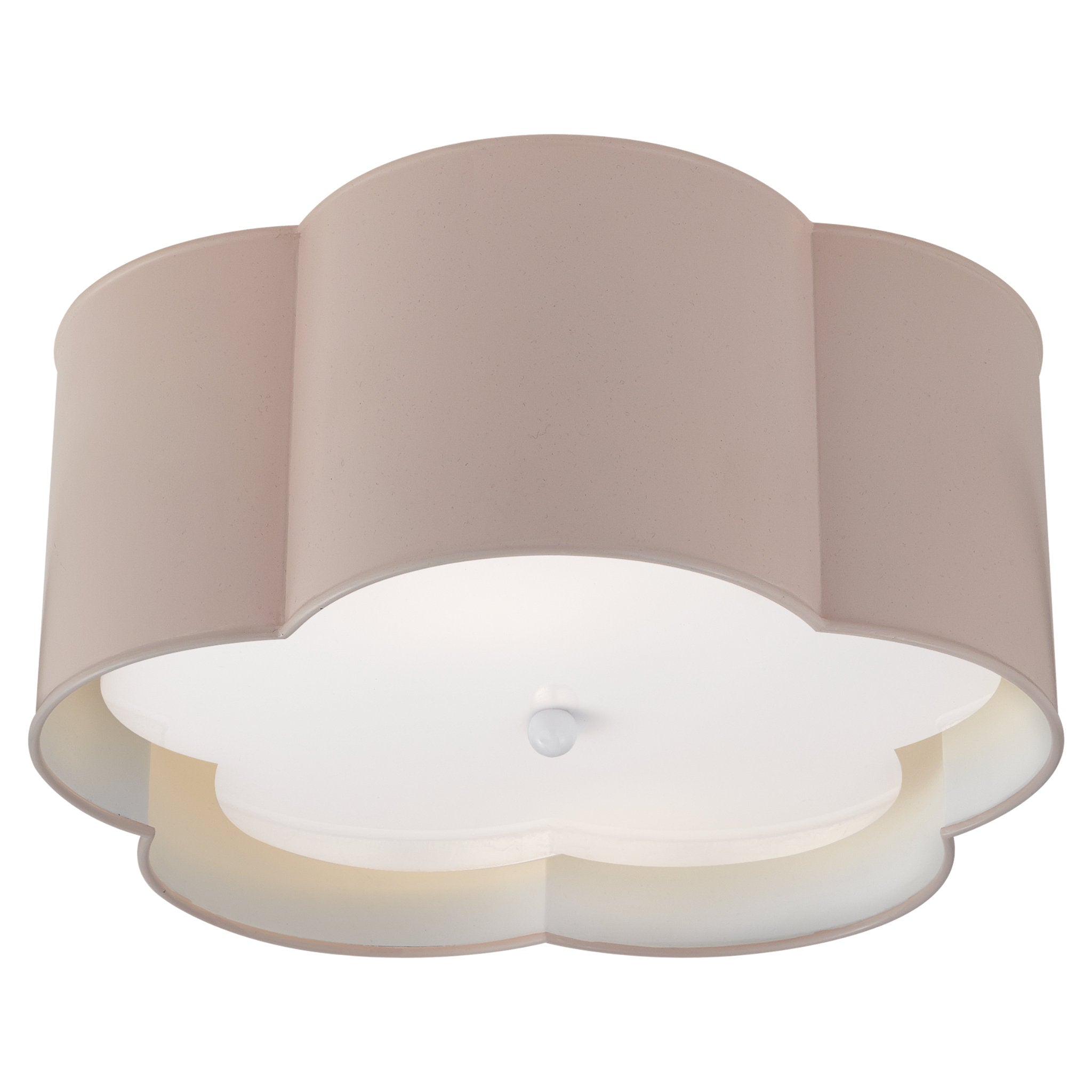 kate spade new york Bryce Medium Flush Mount in Pink and White with Frosted Acrylic Diffuser Ceiling Light W15" x H7"