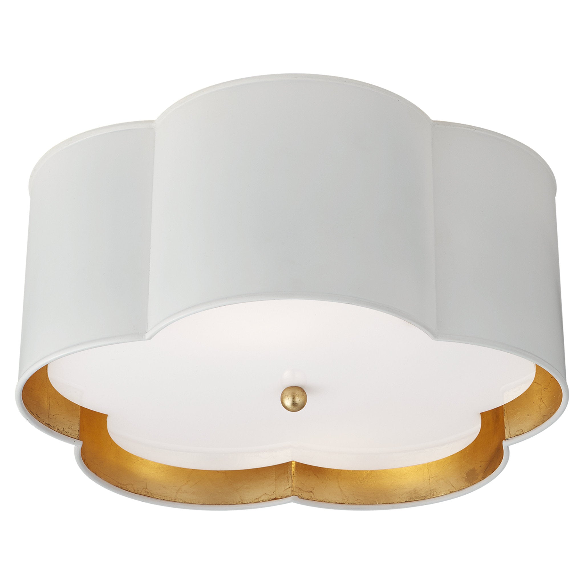 kate spade new york Bryce Medium Flush Mount in White and Gild with Frosted Acrylic Diffuser Ceiling Light W15" x H7"