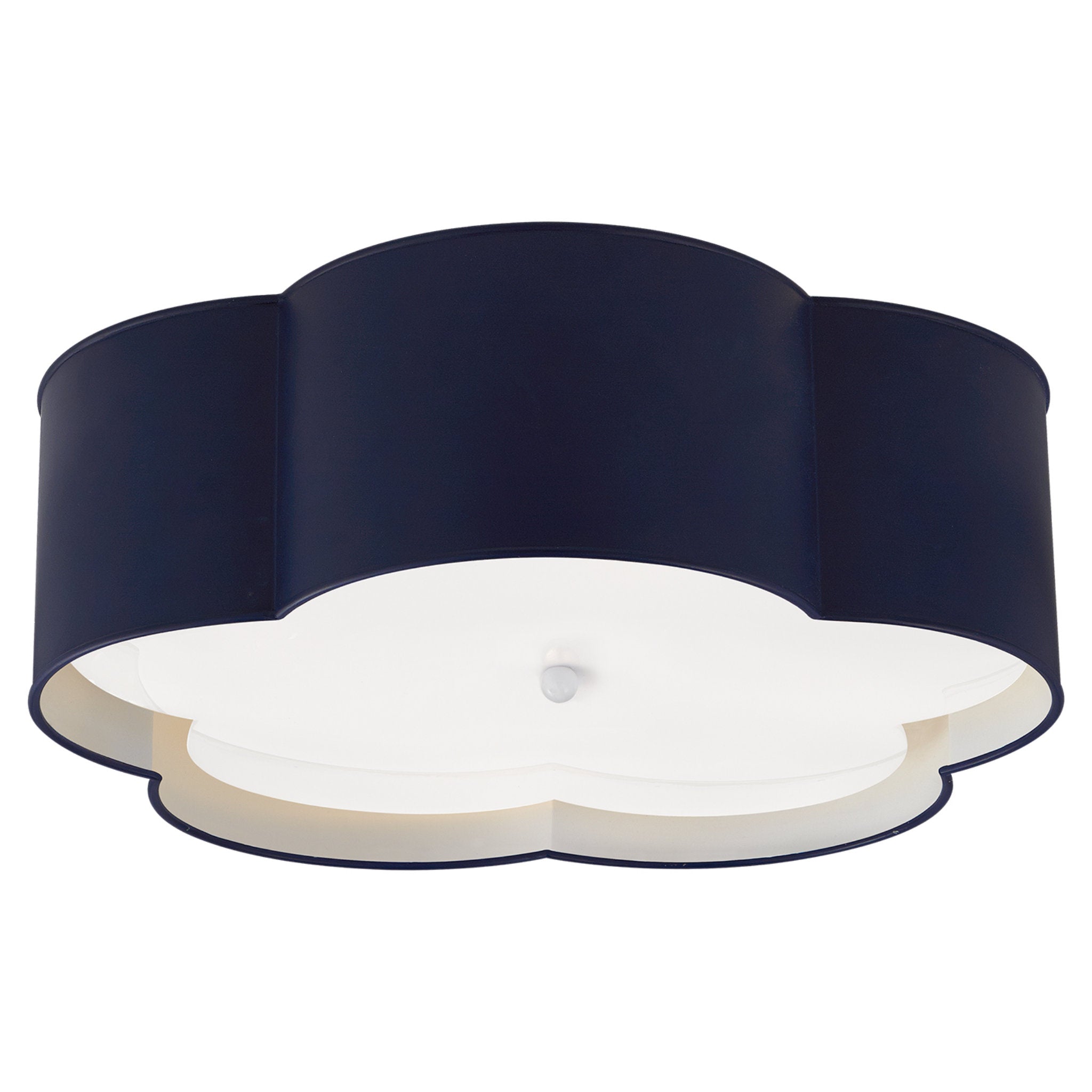 kate spade new york Bryce Large Flower Flush Mount in French Navy and White with Frosted Acrylic Ceiling Light W20" x H7"