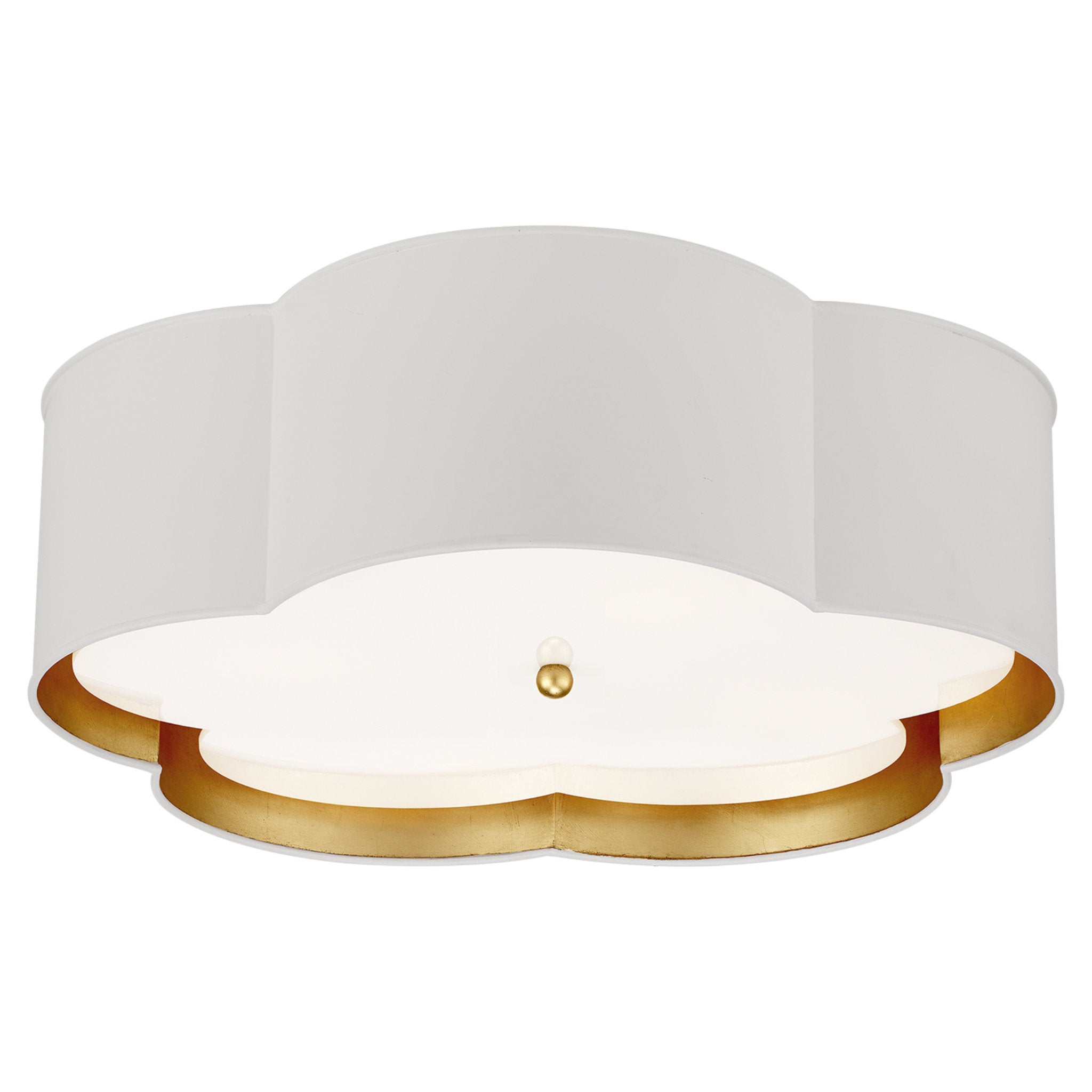 kate spade new york Bryce Large Flower Flush Mount in White and Gild with Frosted Acrylic Ceiling Light W20" x H7"