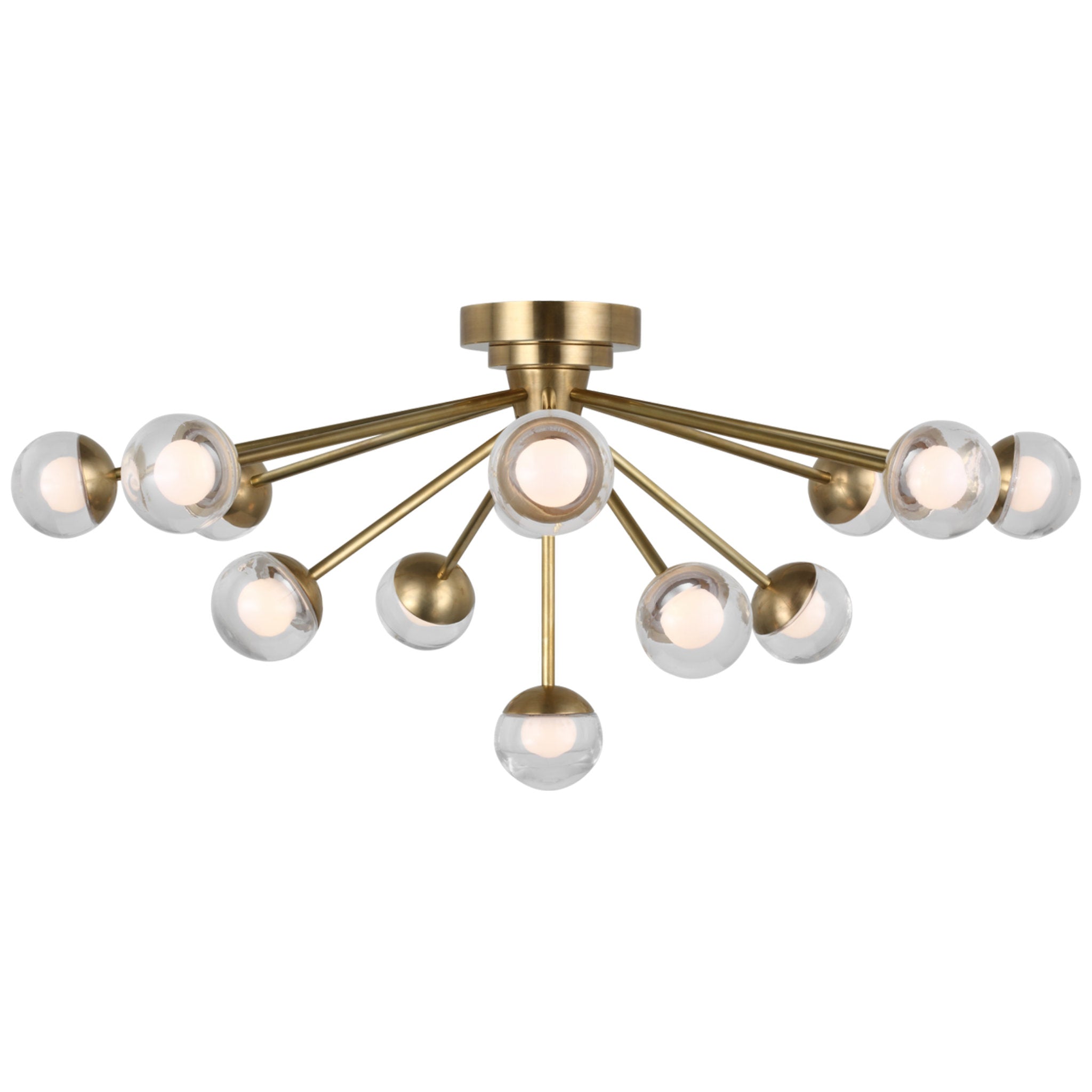 kate spade new york Alloway 30" Flush Mount in Soft Brass with Clear Glass Ceiling Light W30" x H13.5"