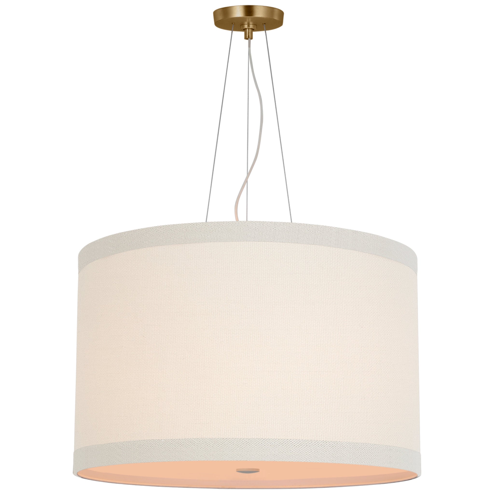 kate spade new york Walker Medium Hanging Shade in Gild with Linen Shade Ceiling Light W22"