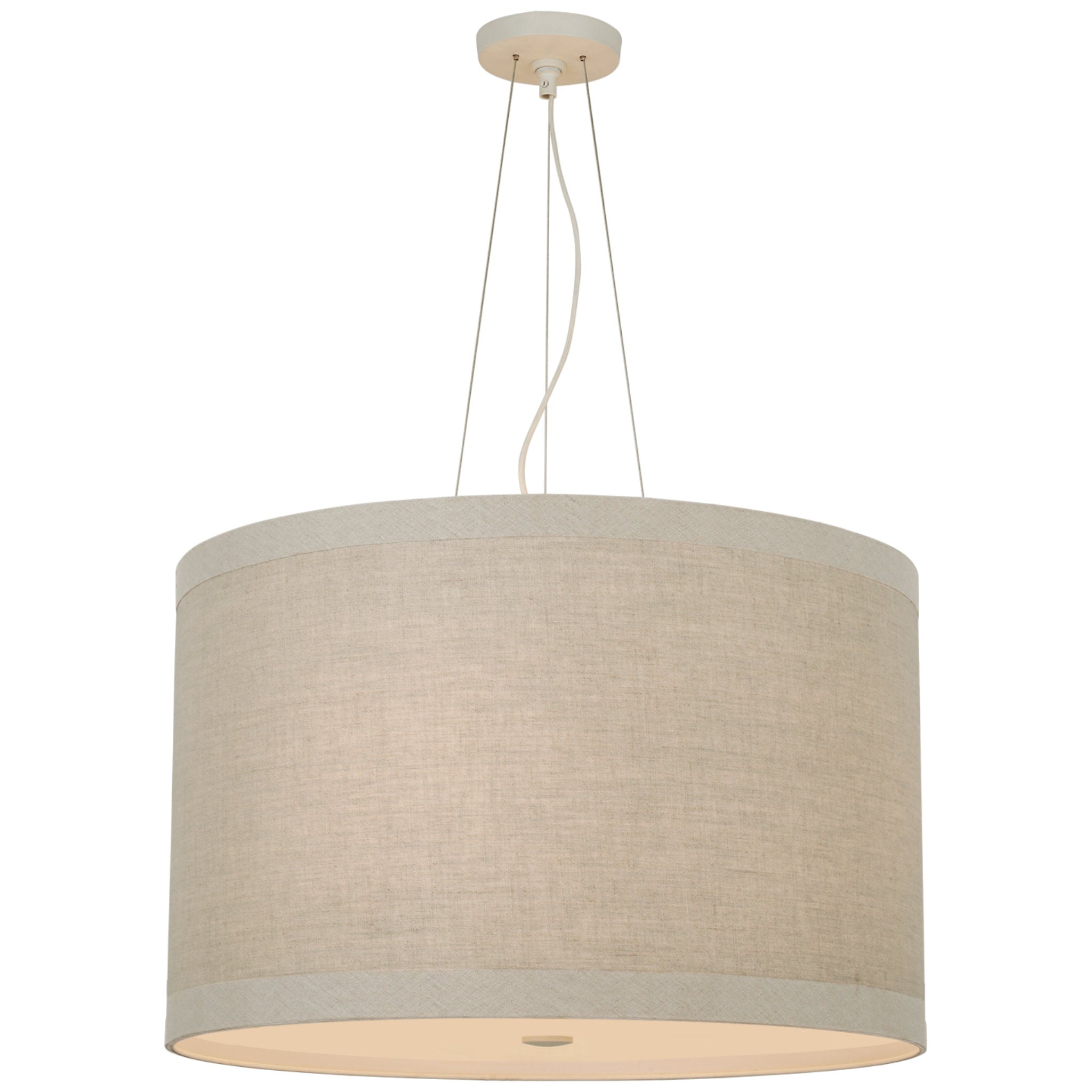 kate spade new york Walker Medium Hanging Shade in Light Cream with Natural Linen Shade Ceiling Light W22"