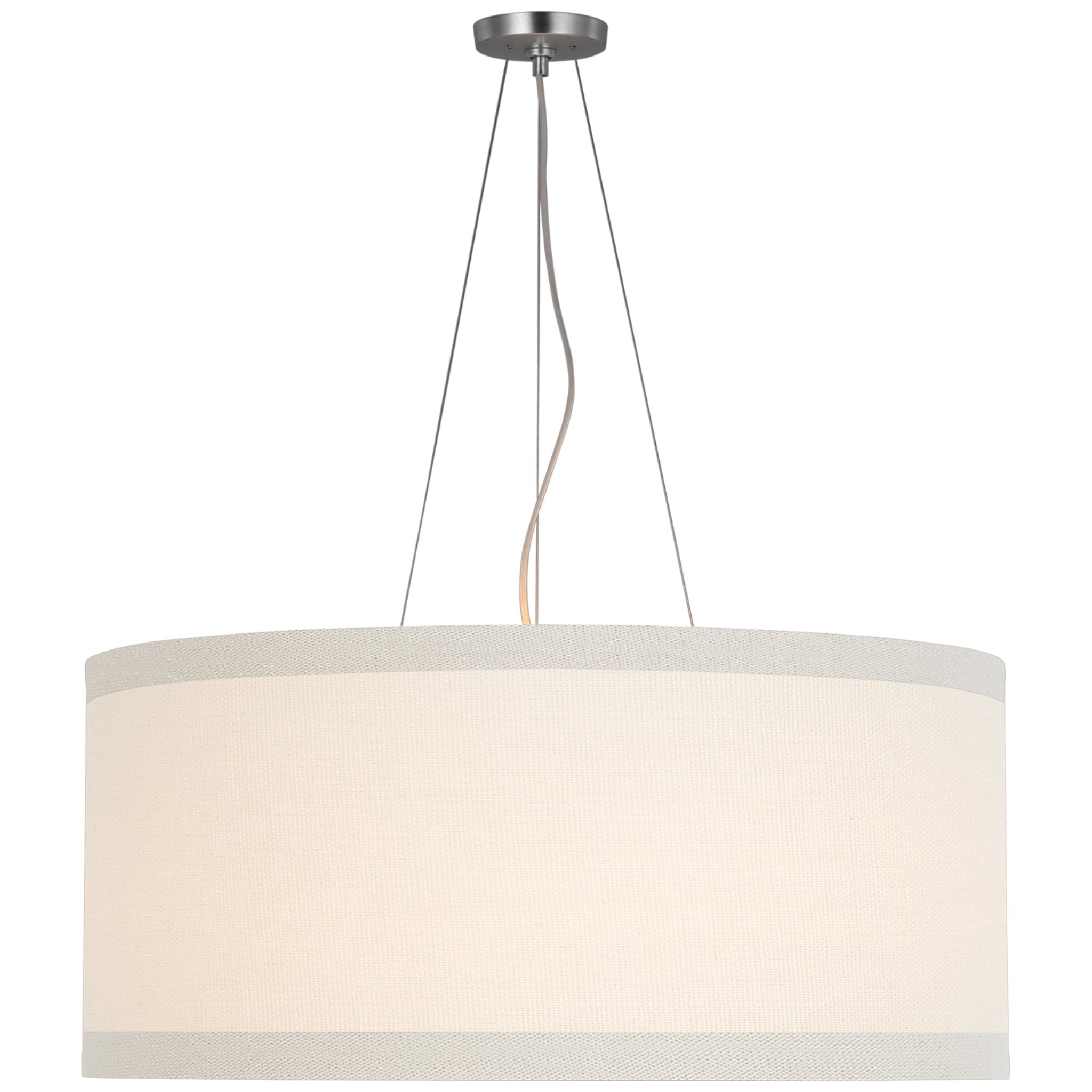 kate spade new york Walker Large Hanging Shade in Burnished Silver Leaf with Cream Linen Shade Ceiling Light W30"