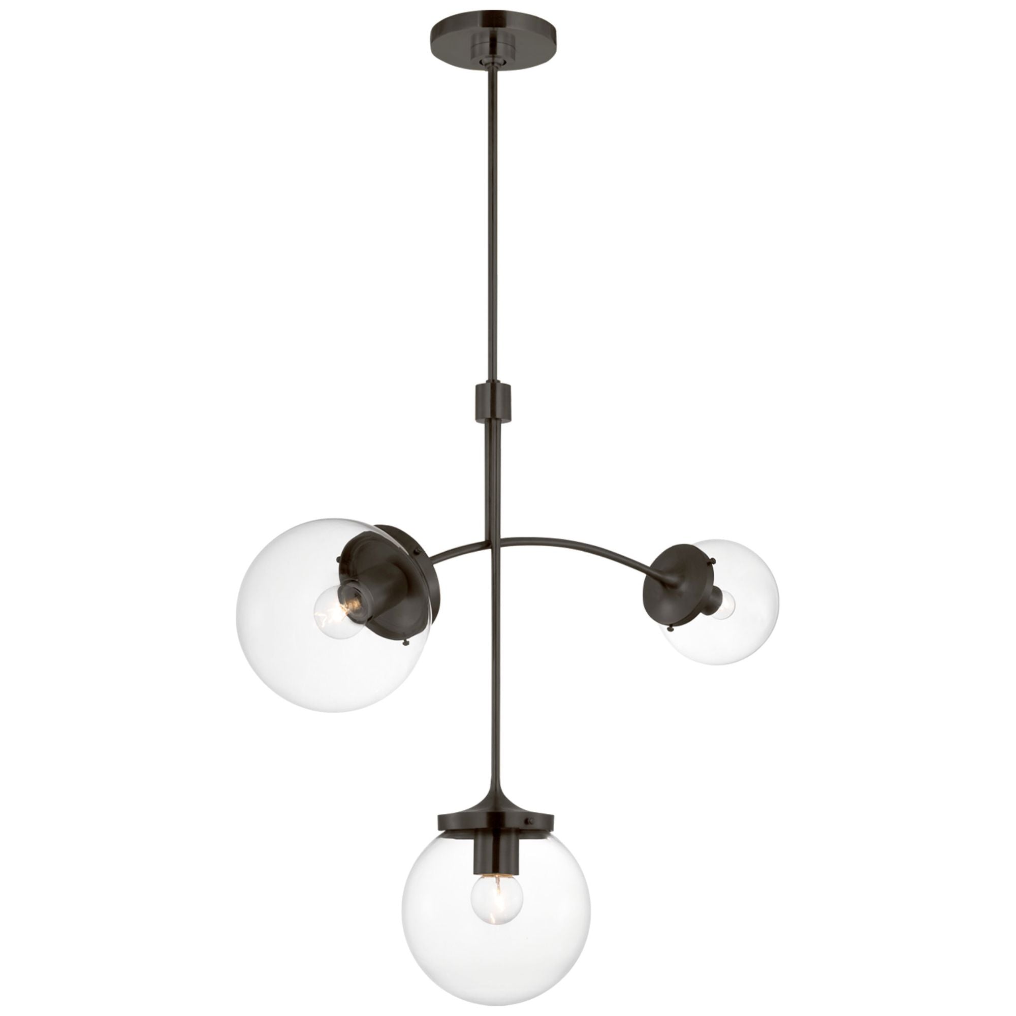 kate spade new york Prescott Small Chandelier in Bronze with Clear Glass Ceiling Light W27"
