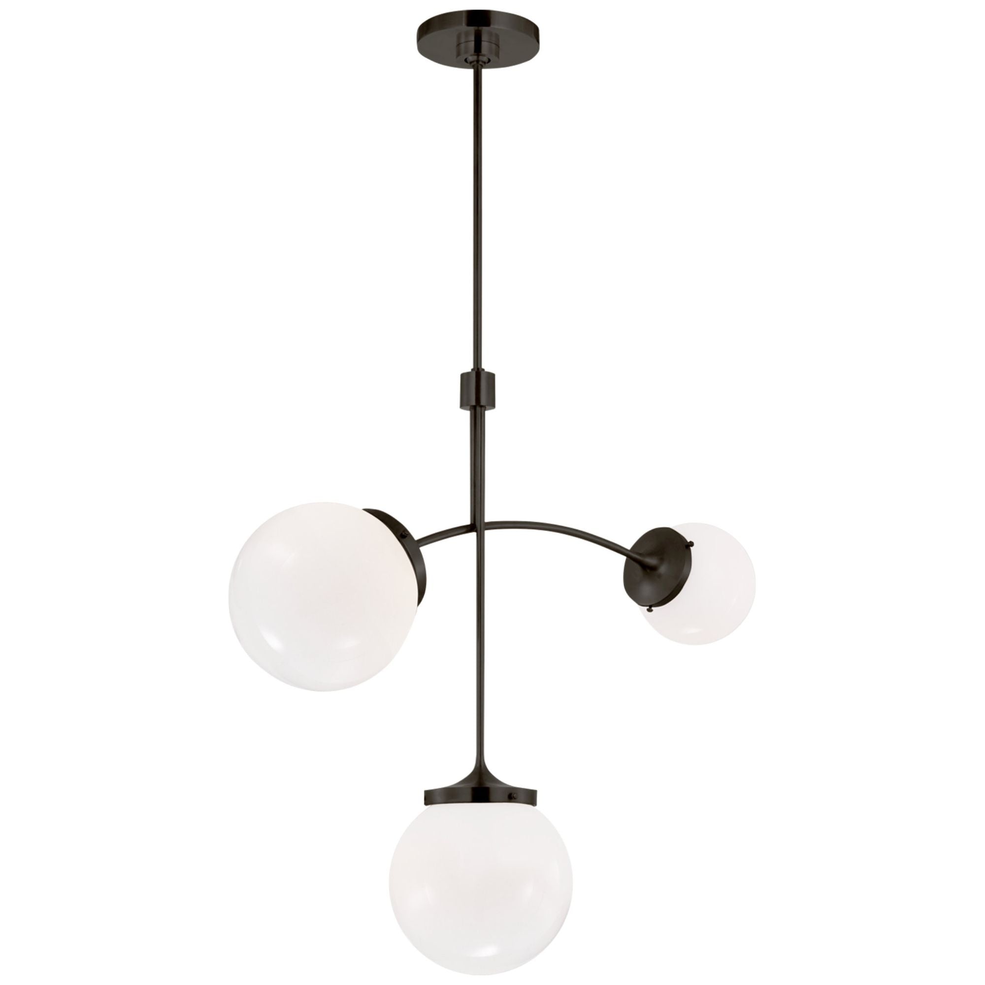 kate spade new york Prescott Small Chandelier in Bronze with White Glass Ceiling Light W27"