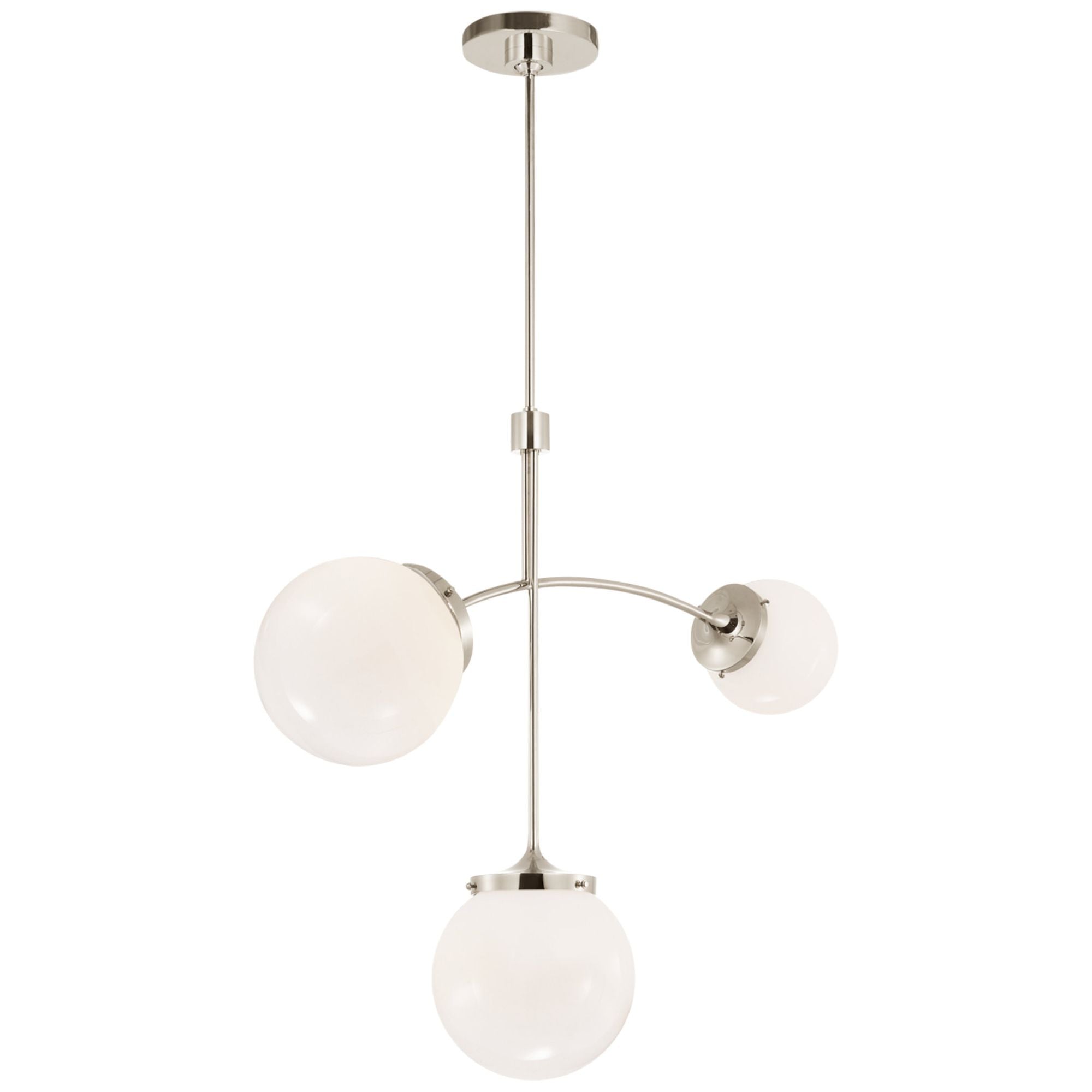 kate spade new york Prescott Small Chandelier in Polished Nickel with White Glass Ceiling Light W27"