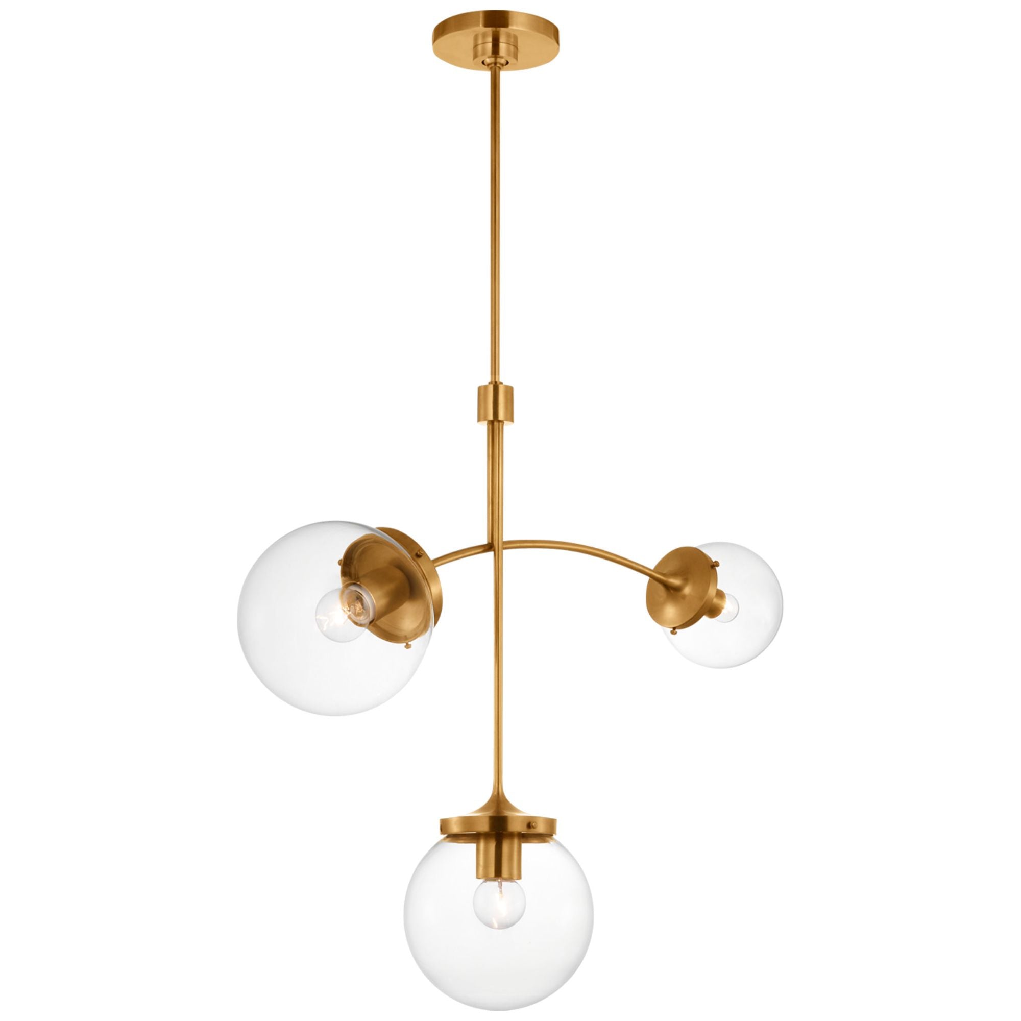 kate spade new york Prescott Small Chandelier in Soft Brass with Clear Glass Ceiling Light W27"