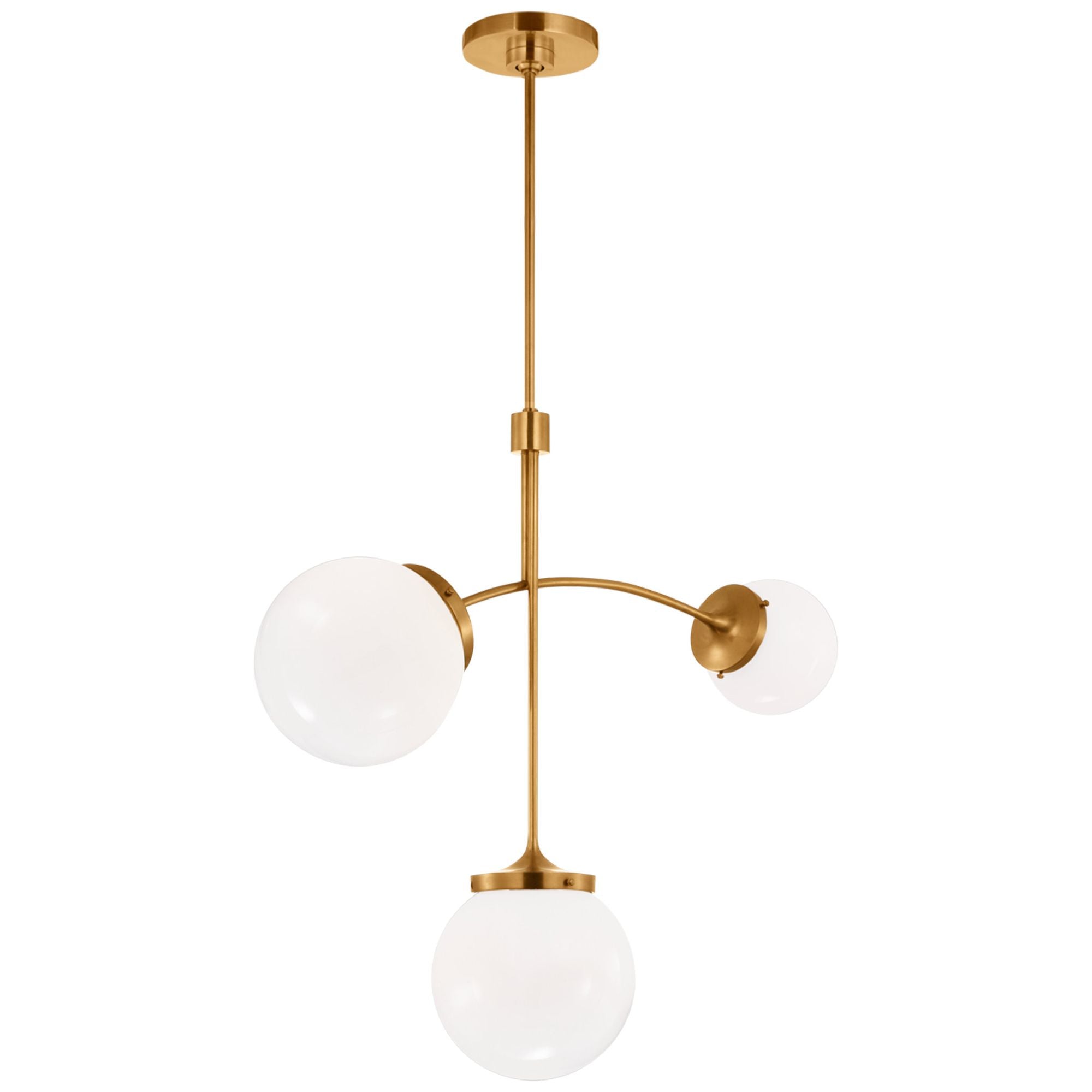 kate spade new york Prescott Small Chandelier in Soft Brass with White Glass Ceiling Light W27"