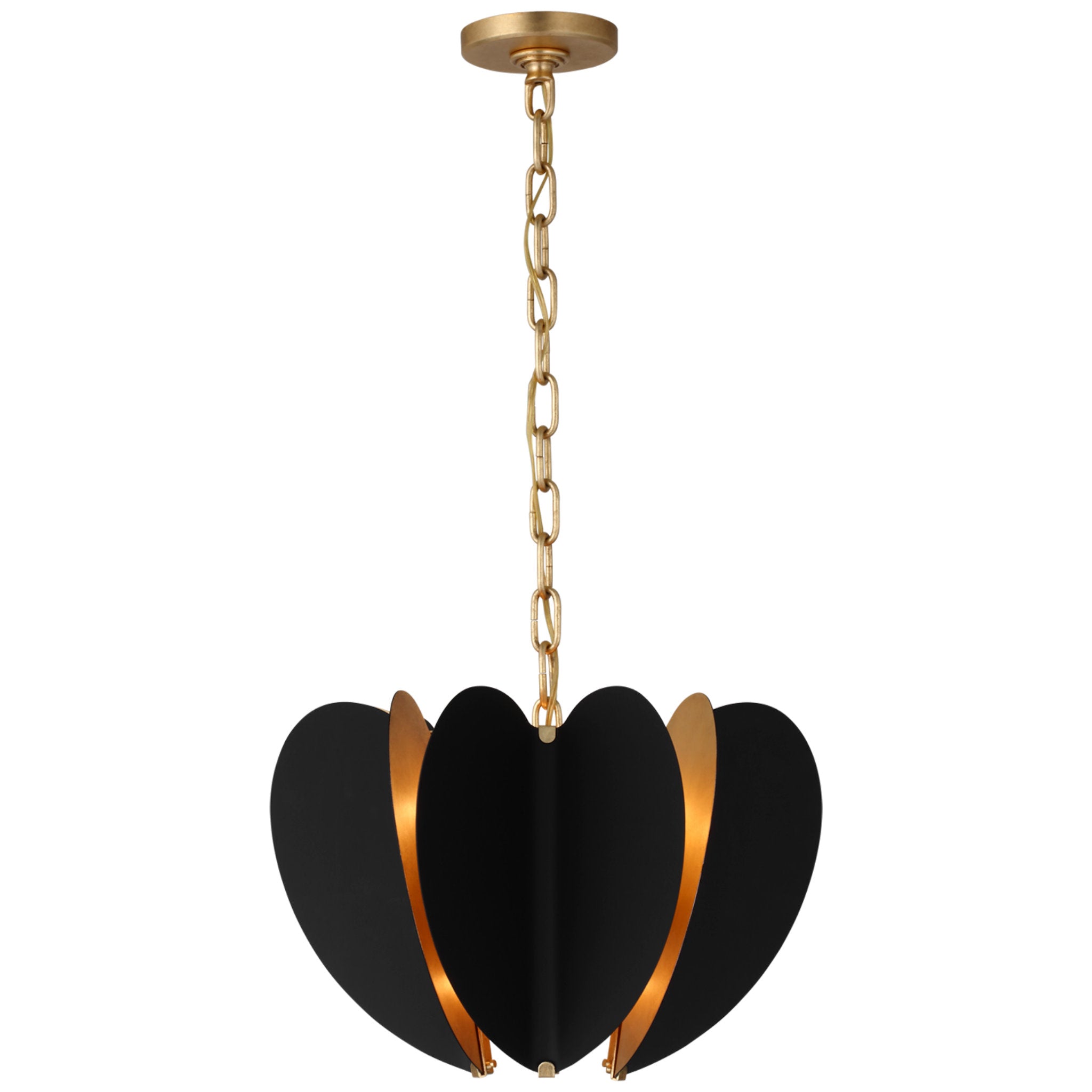 kate spade new york Danes Small Chandelier in Matte Black and Gild Ceiling Light W16.75" x H12"
