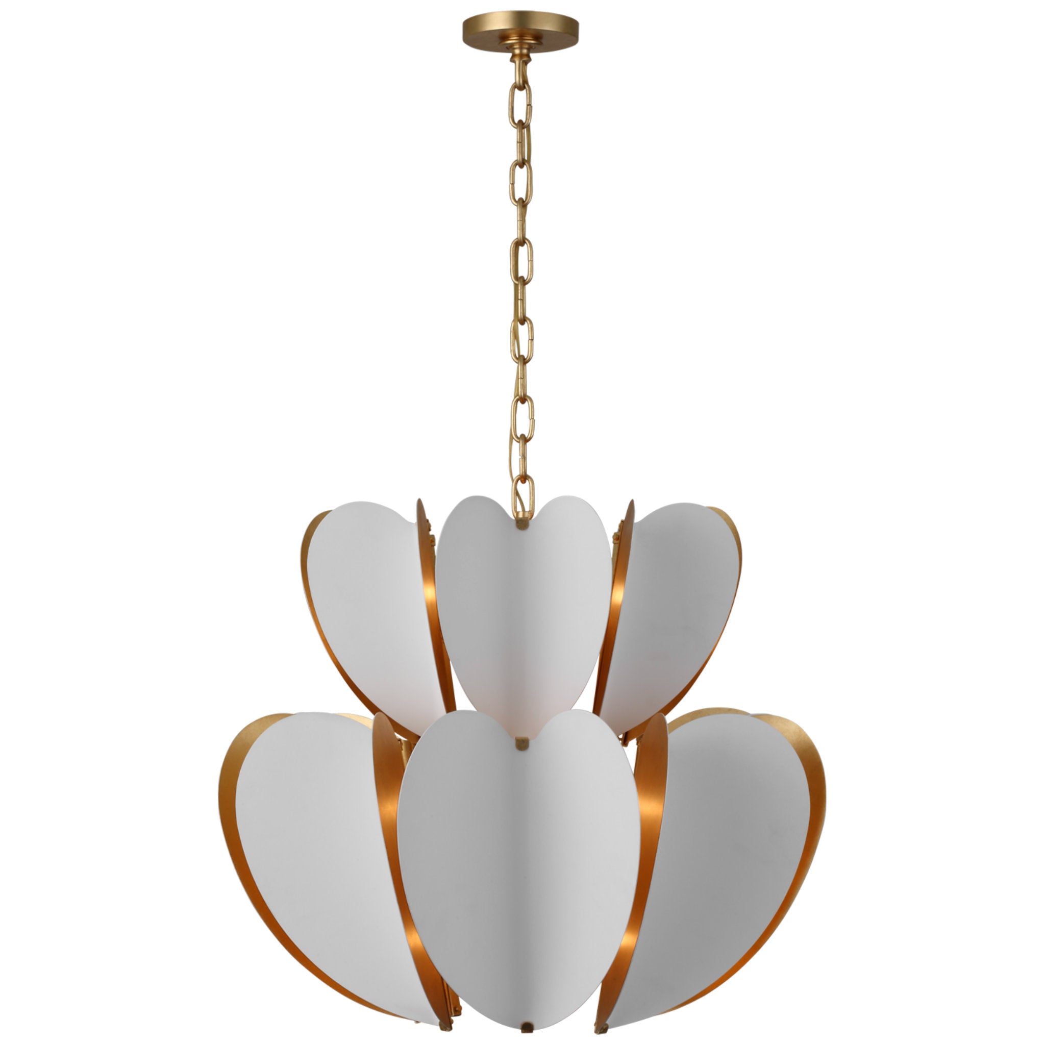 kate spade new york Danes Two Tier Chandelier in Matte White and Gild Ceiling Light W25.5" x H23.5"