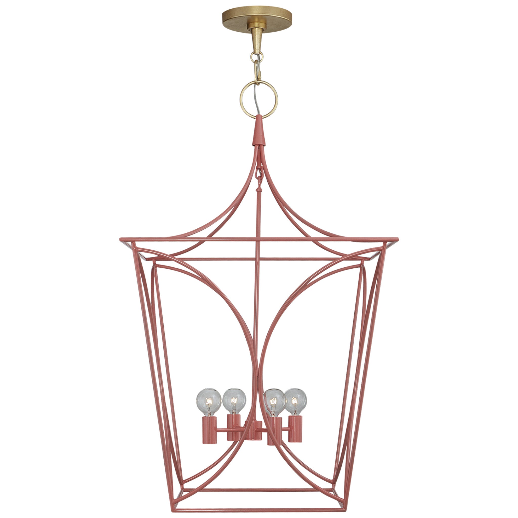 kate spade new york Cavanagh Medium Lantern in Coral and Gild Ceiling Light W19"