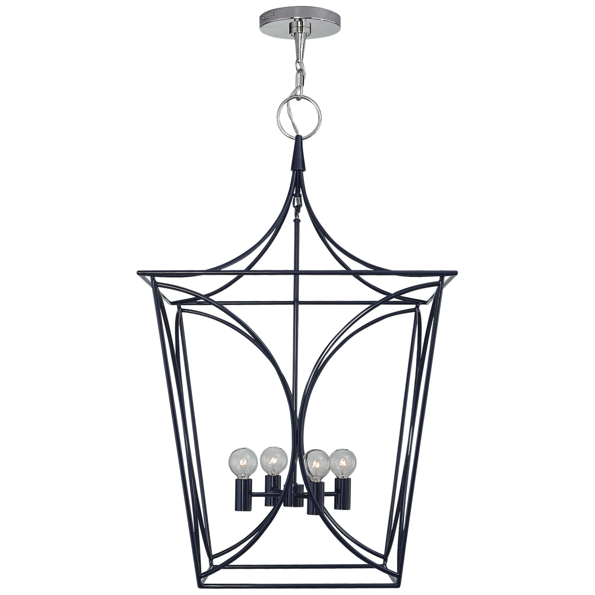 kate spade new york Cavanagh Medium Lantern in French Navy and Polished Nickel Ceiling Light W19"