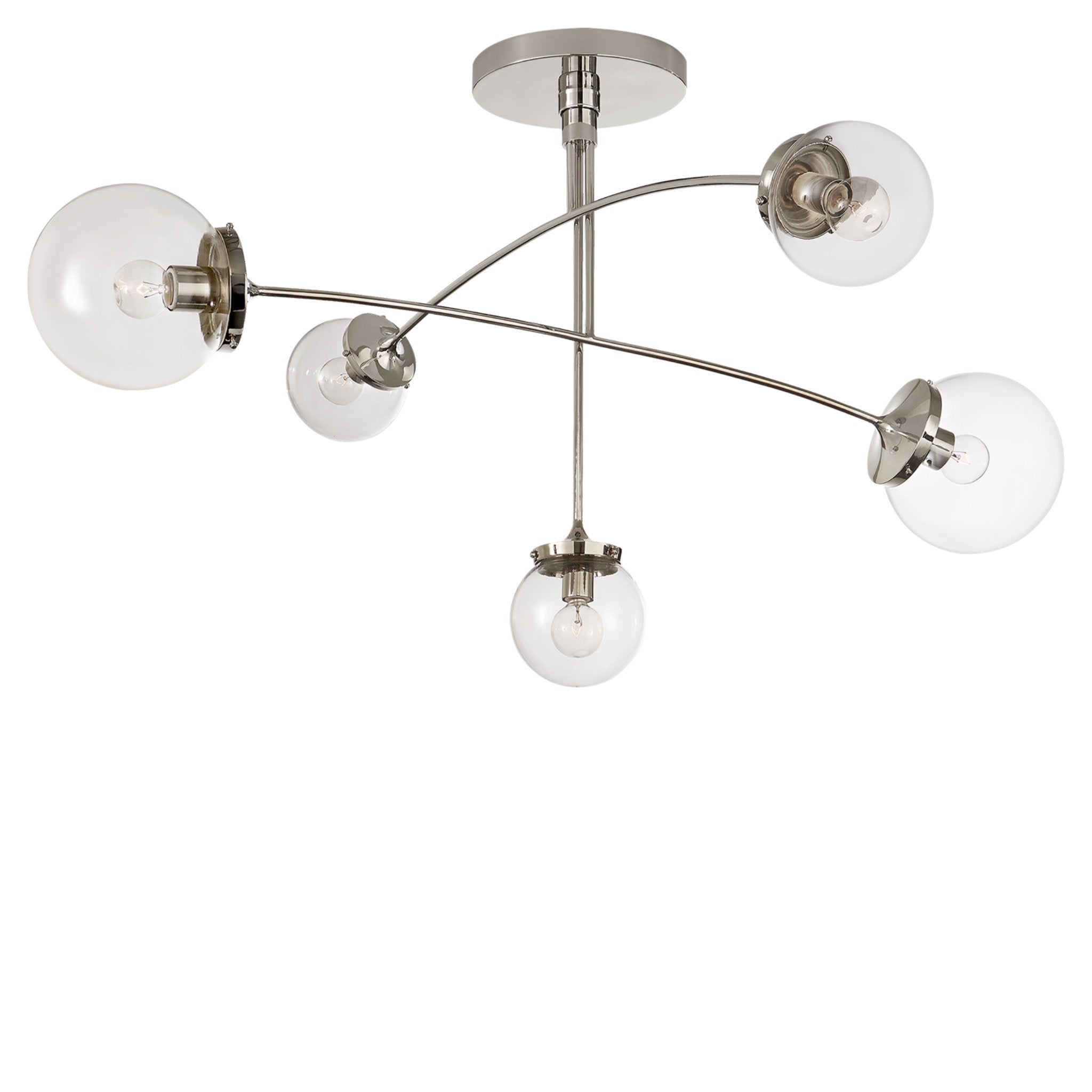 kate spade new york Prescott Medium Mobile Chandelier in Polished Nickel with Clear Glass Ceiling Light W40"