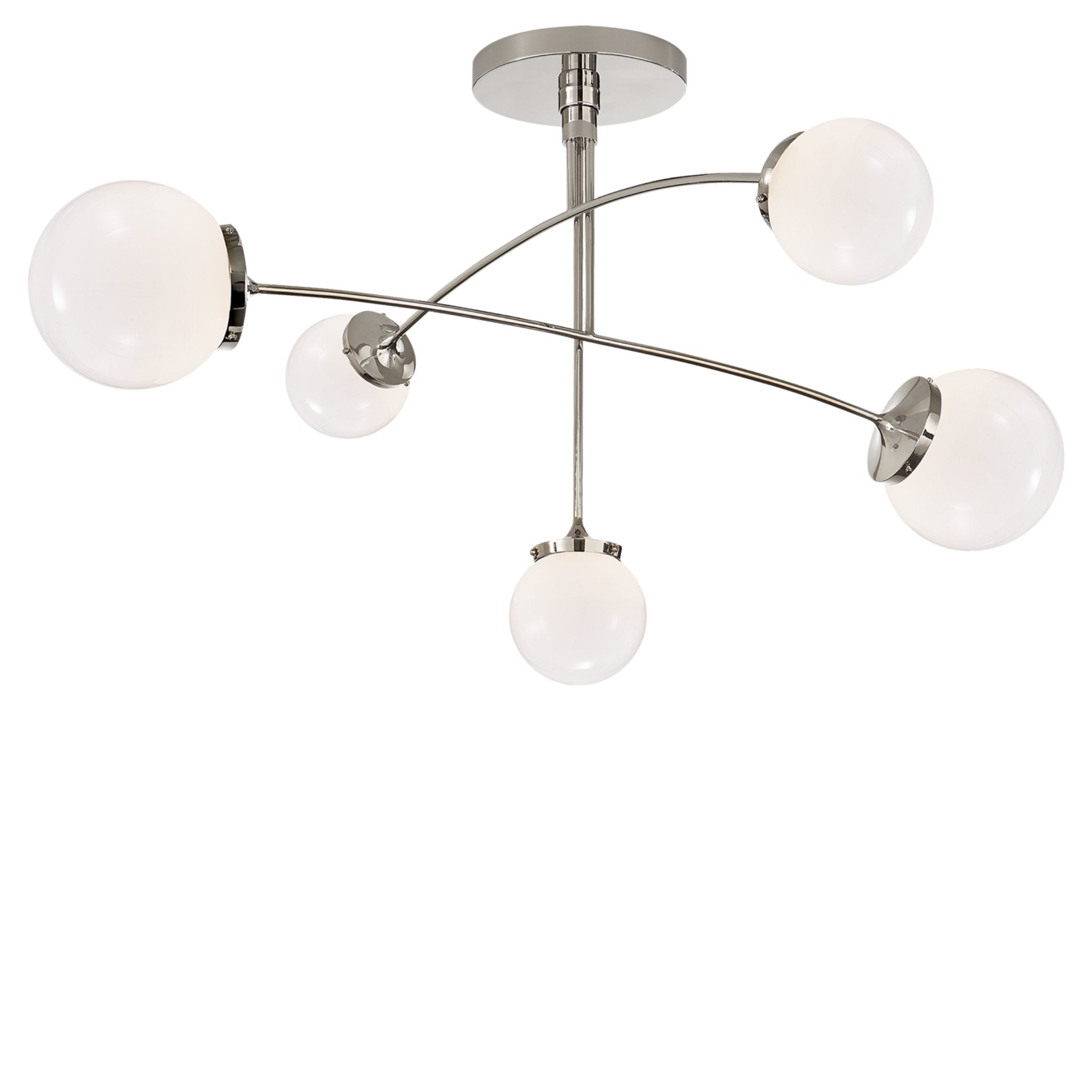 kate spade new york Prescott Medium Mobile Chandelier in Polished Nickel with White Glass Ceiling Light W40"