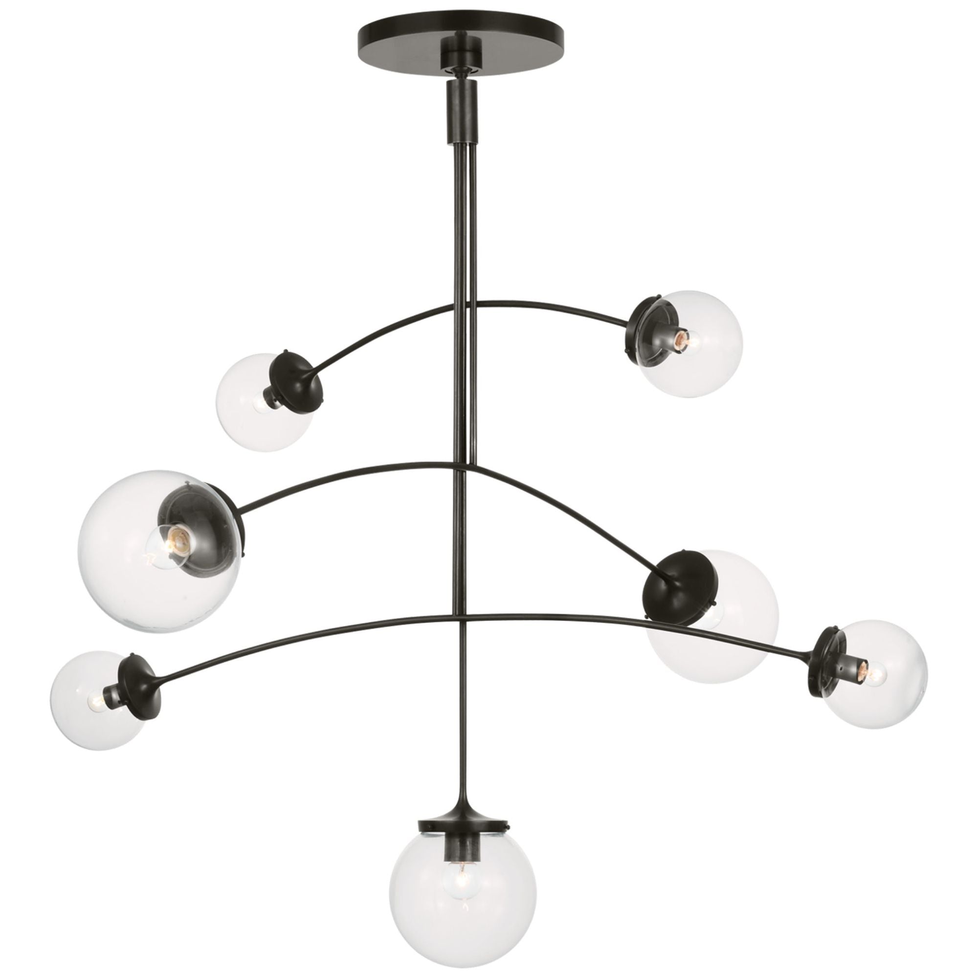 kate spade new york Prescott Large Mobile Chandelier in Bronze with Clear Glass Ceiling Light W55"