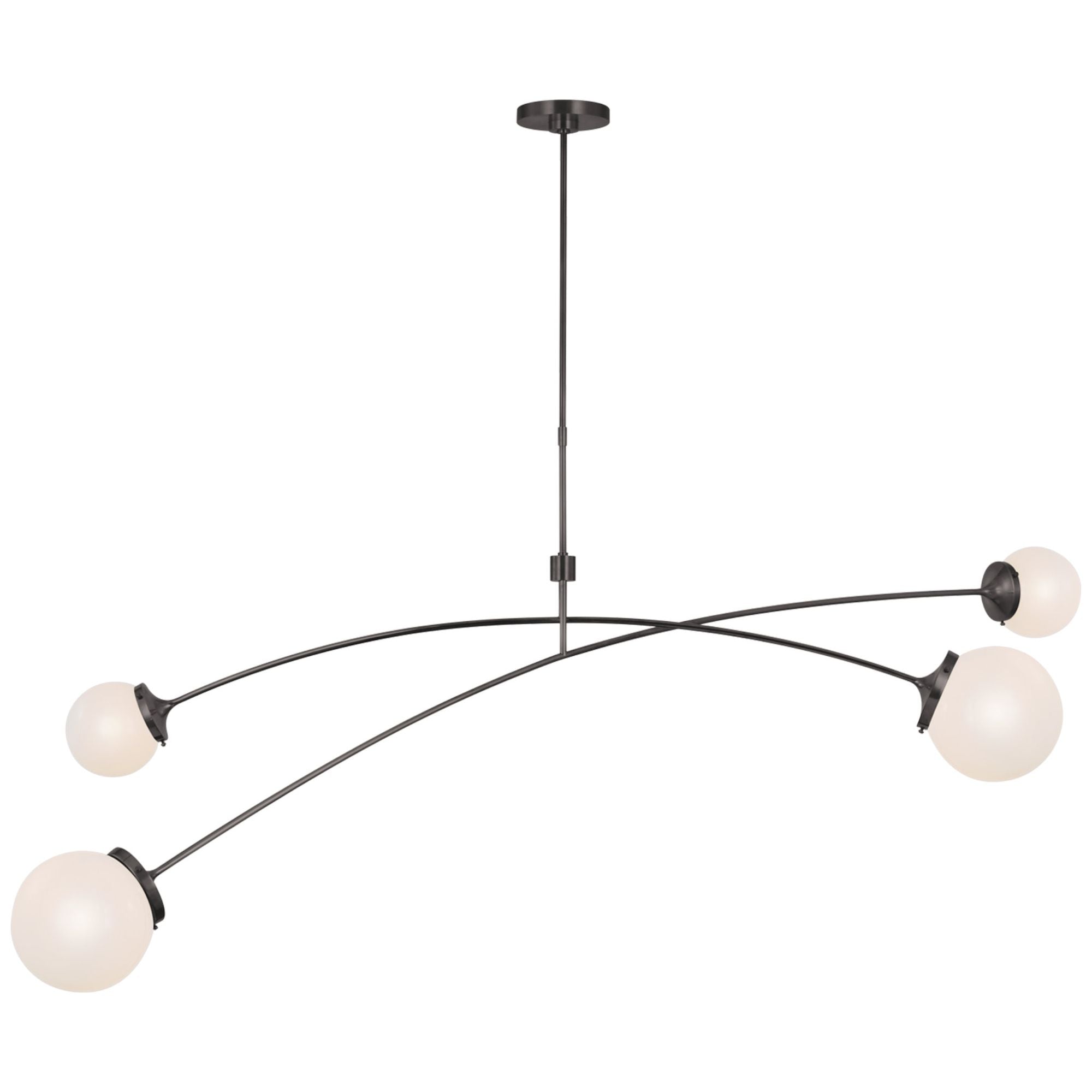 kate spade new york Prescott 62" Linear Chandelier in Bronze with White Glass Ceiling Light W62.25"