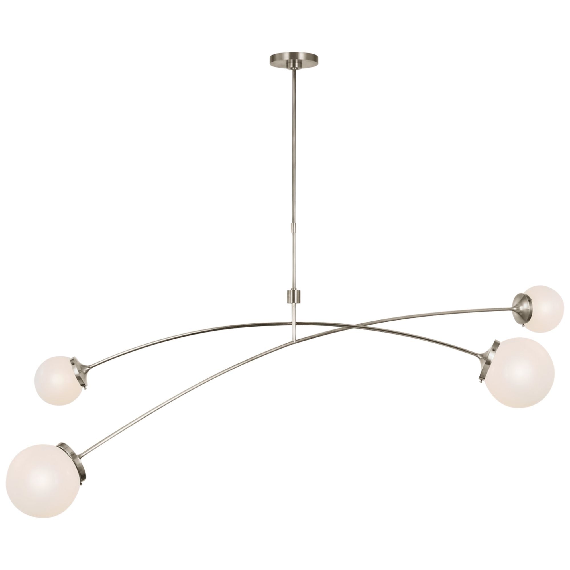kate spade new york Prescott 62" Linear Chandelier in Polished Nickel with White Glass Ceiling Light W62.25"