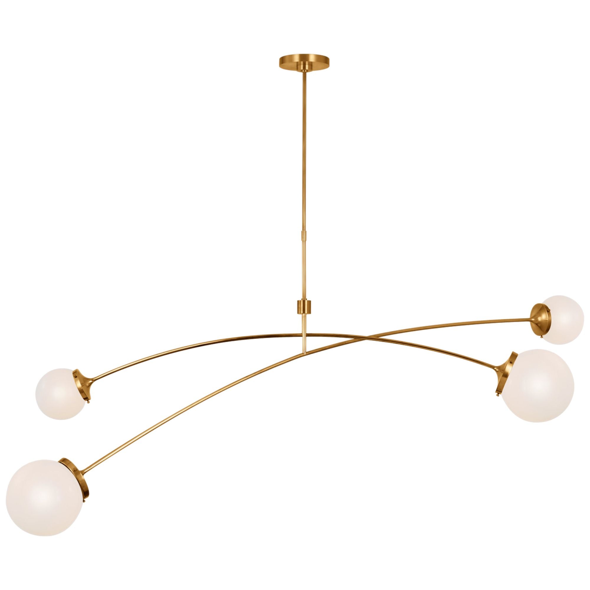 kate spade new york Prescott 62" Linear Chandelier in Soft Brass with White Glass Ceiling Light W62.25"