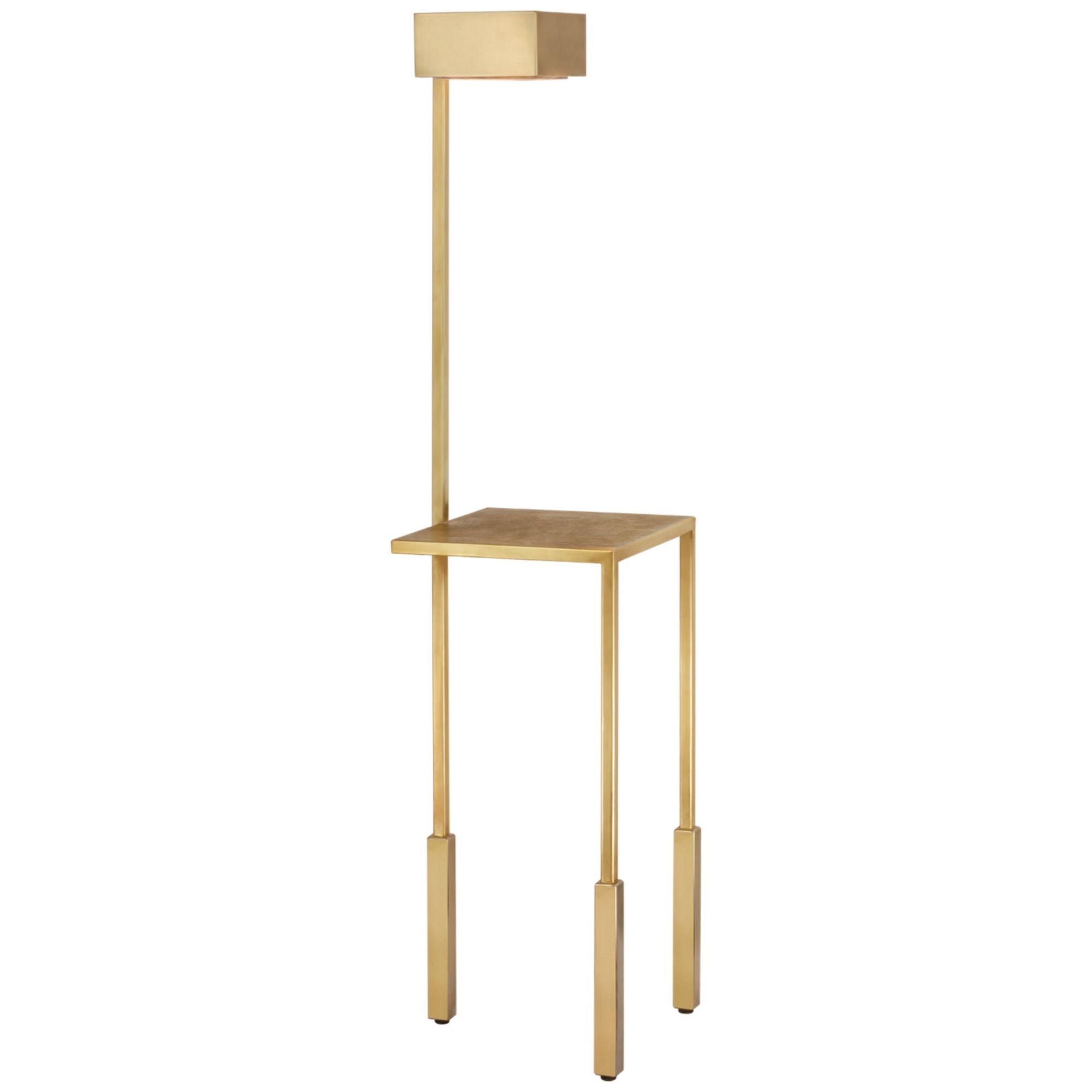 Kelly Wearstler Nimes Tray Table Floor Lamp in Antique-Burnished Brass W13.5" x H54"