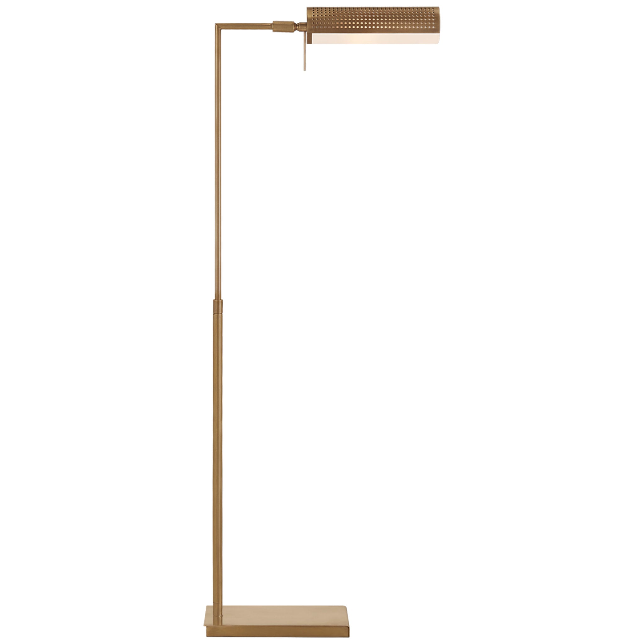 Kelly Wearstler Precision Pharmacy Floor Lamp in Antique-Burnished Brass with White Glass W6" x H39.5" - 43"