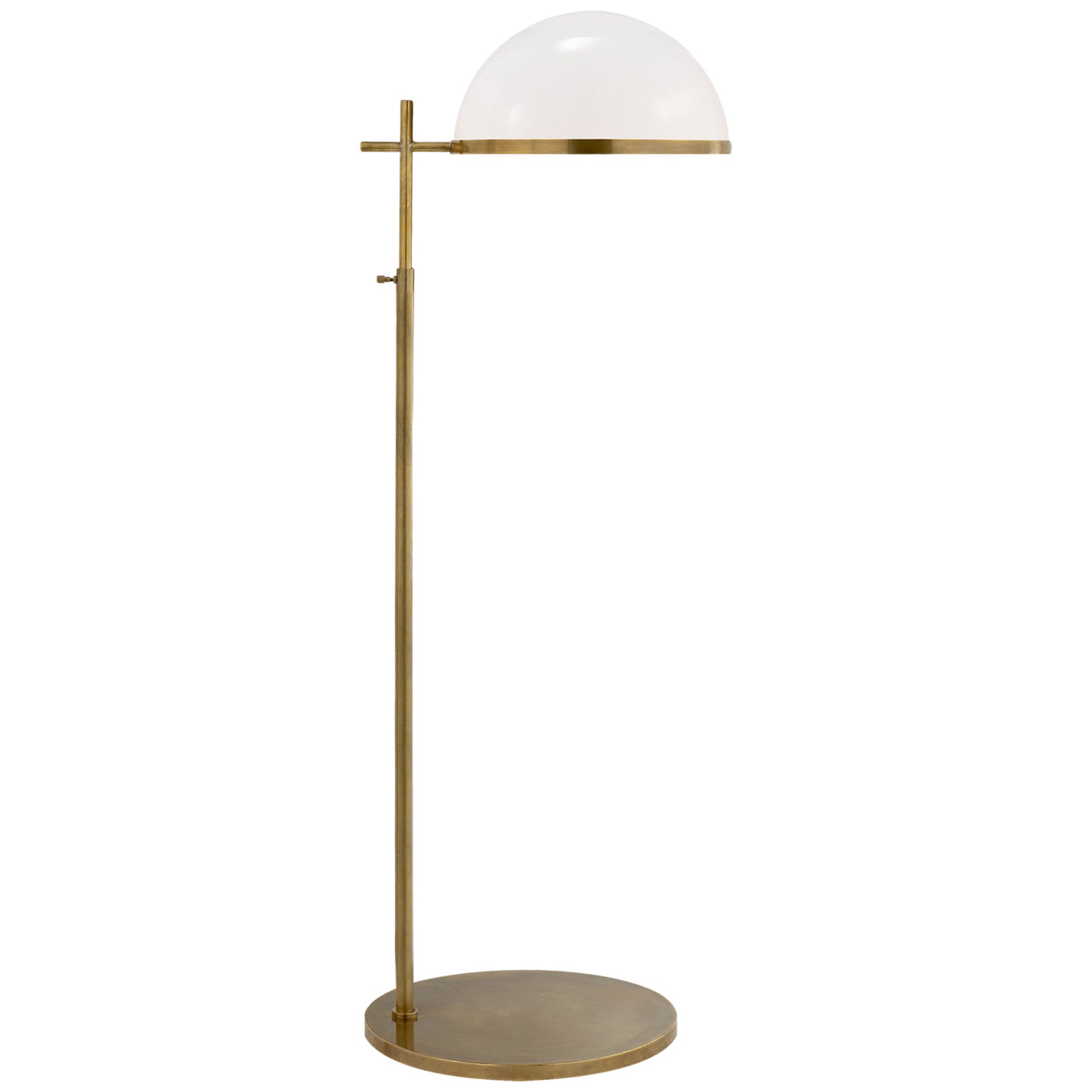 Kelly Wearstler Dulcet Medium Pharmacy Floor Lamp in Antique-Burnished Brass with White Glass W15" x H43.5" - 54.5"