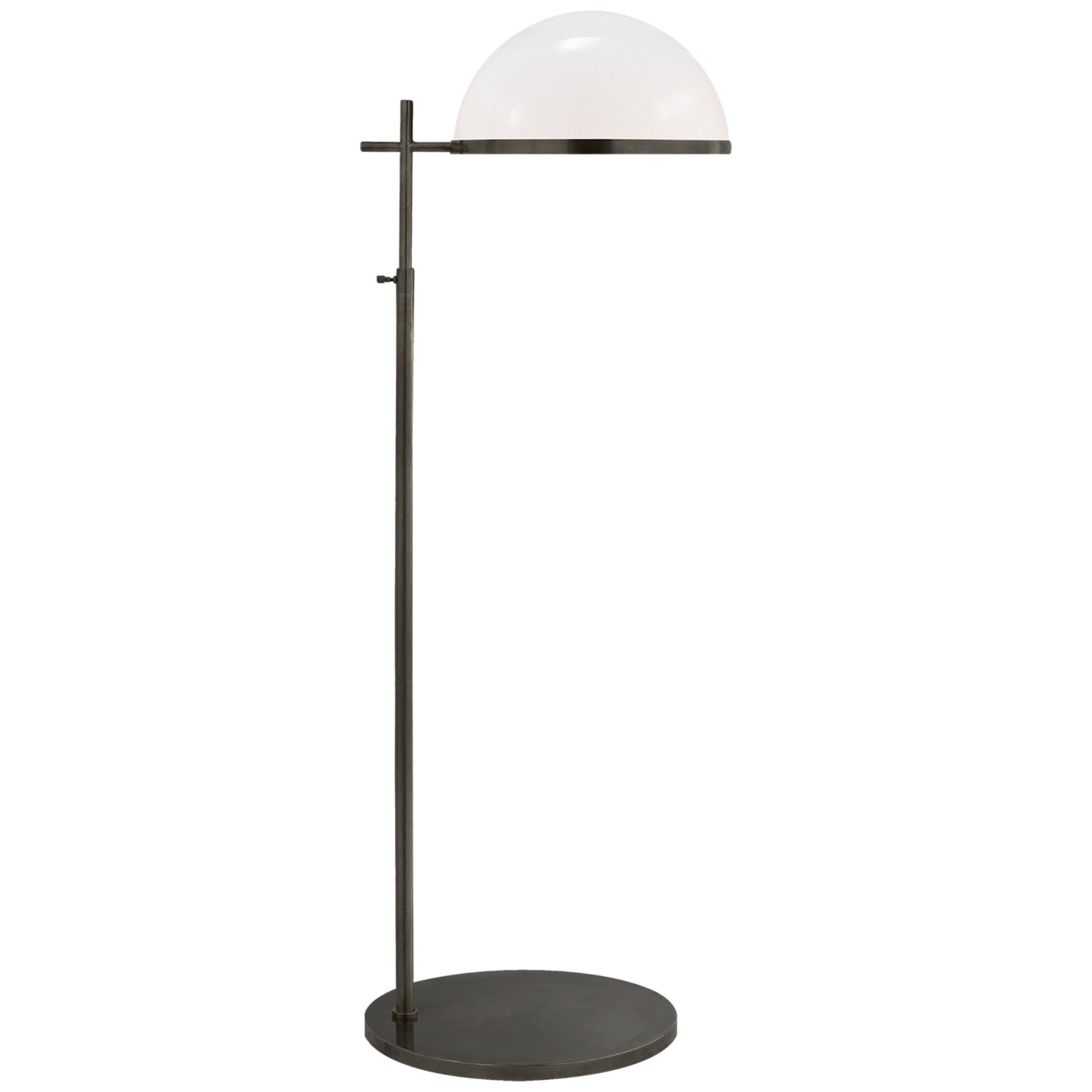 Kelly Wearstler Dulcet Medium Pharmacy Floor Lamp in Bronze with White Glass W15" x H43.5" - 54.5"