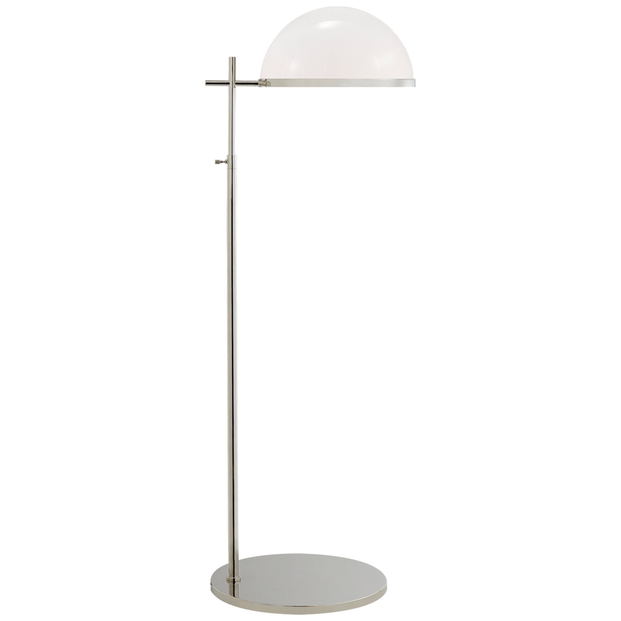 Kelly Wearstler Dulcet Medium Pharmacy Floor Lamp in Polished Nickel with White Glass W15" x H43.5" - 54.5"