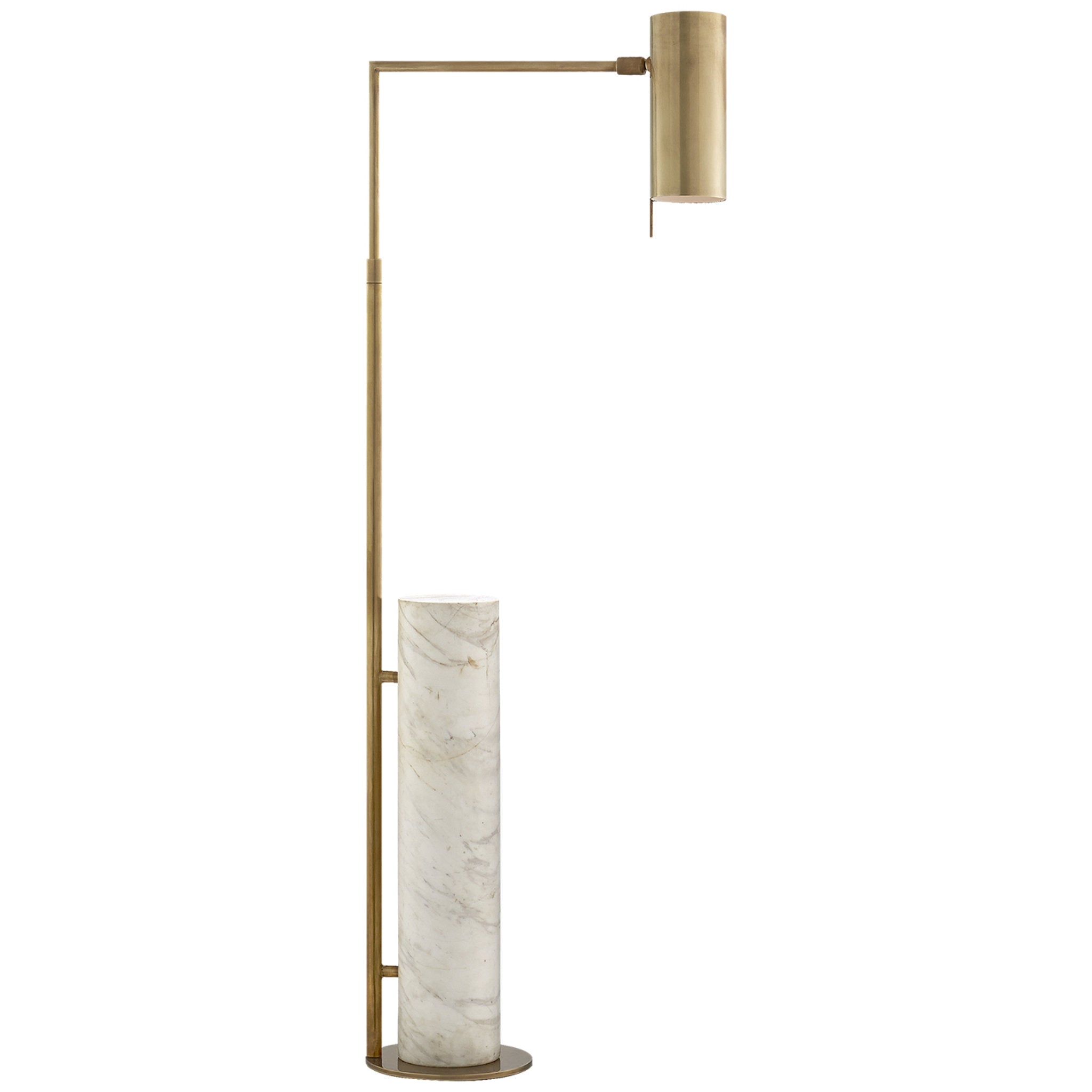 Kelly Wearstler Alma Floor Lamp in Antique-Burnished Brass and White Marble W7.5" x H40.5" - 52.75"