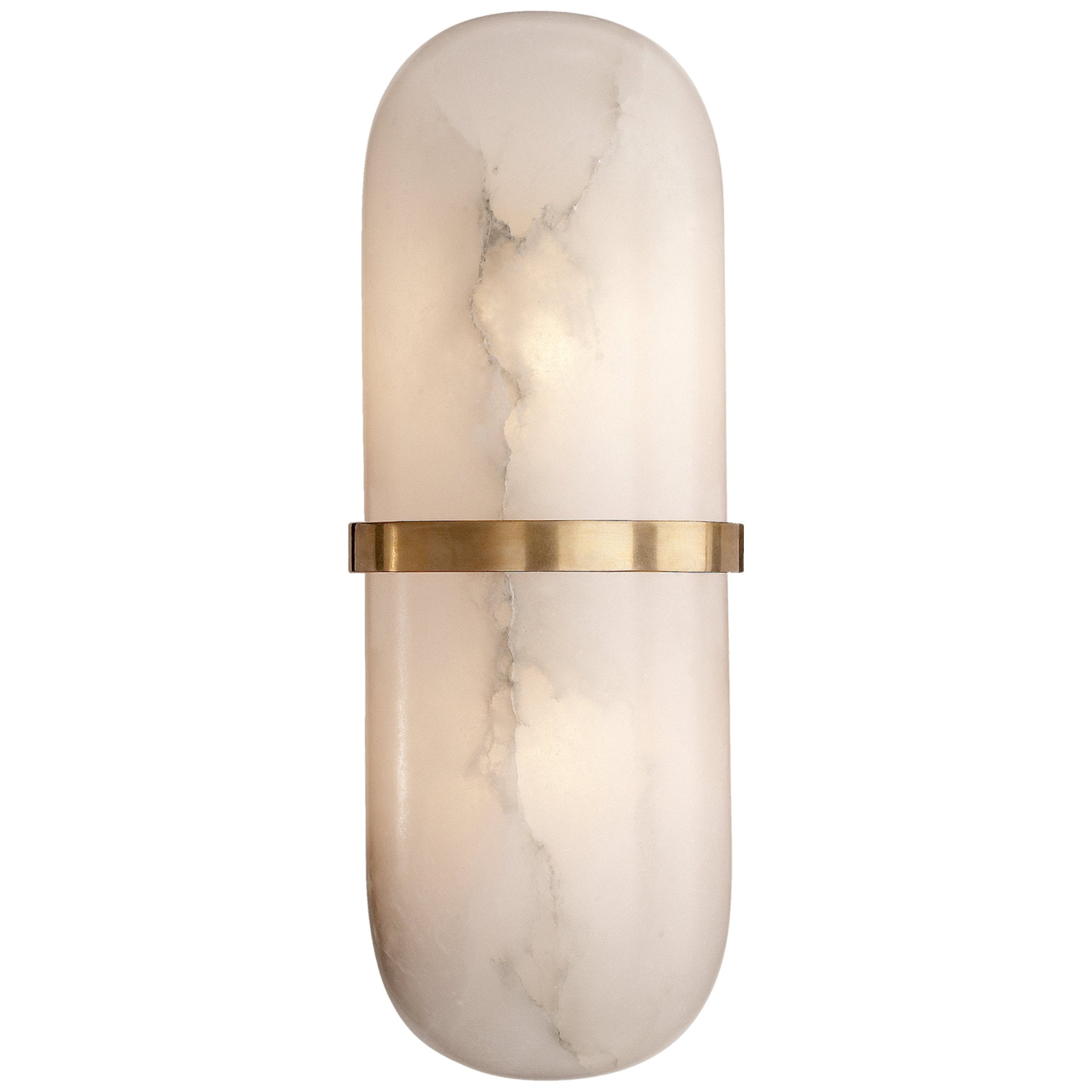 Kelly Wearstler Melange Pill Form Sconce in Antique-Burnished Brass with Alabaster Wall Light W4.25" x H12.5"