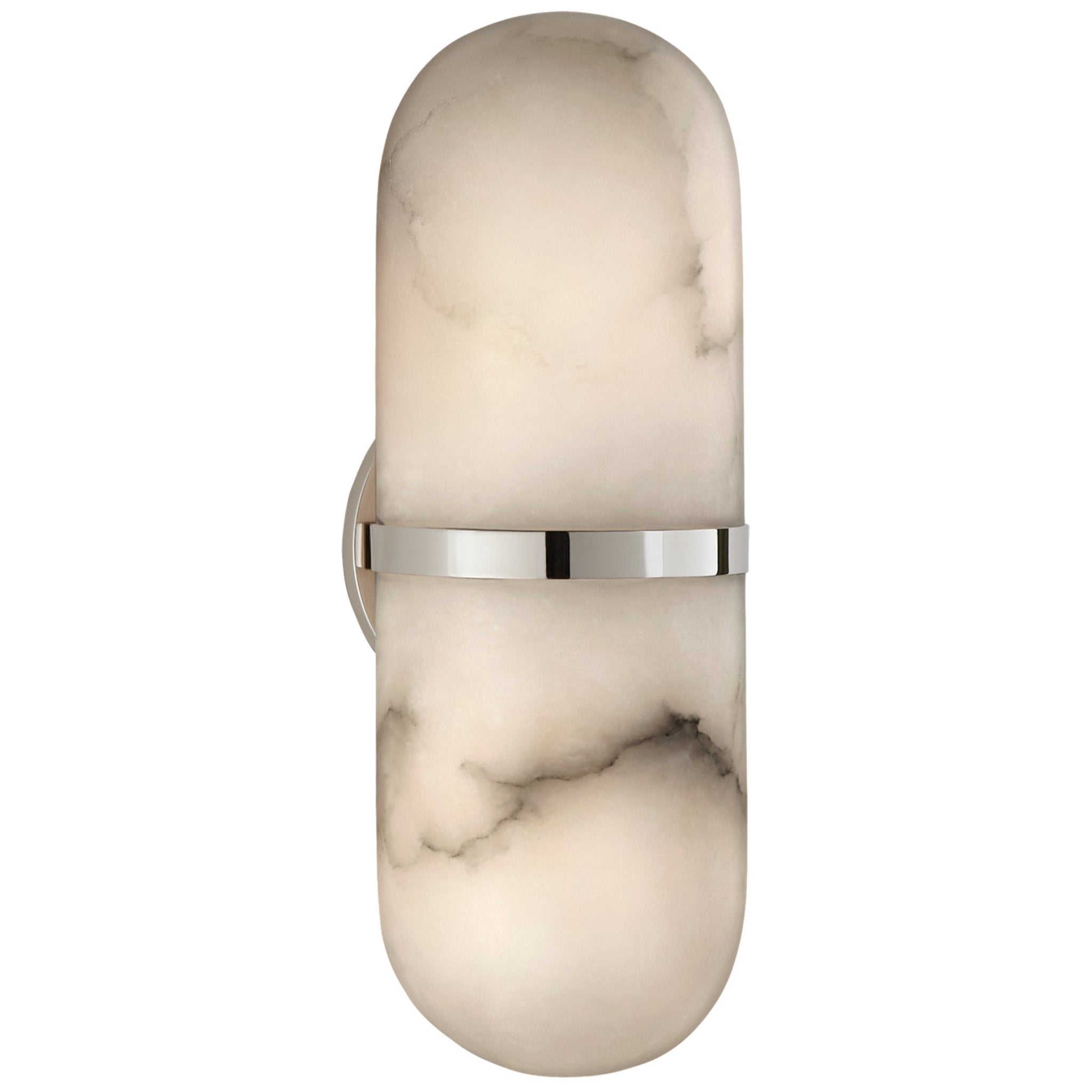 Kelly Wearstler Melange Pill Form Sconce in Polished Nickel with Alabaster Wall Light W4.25" x H12.5"