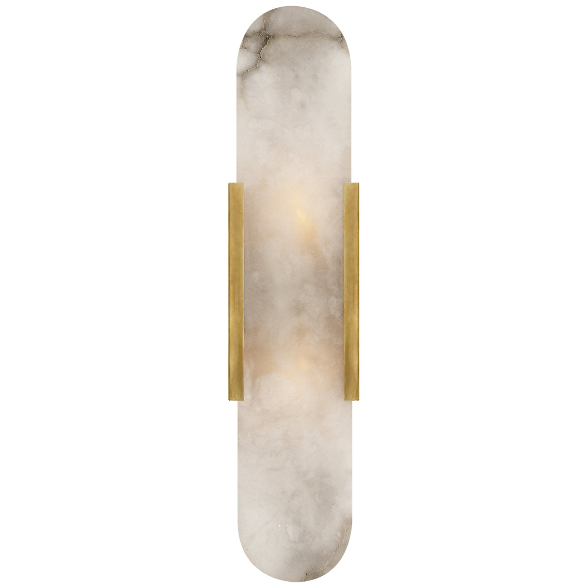 Kelly Wearstler Melange Elongated Sconce in Antique-Burnished Brass with Alabaster Wall Light W4.25" x H20"