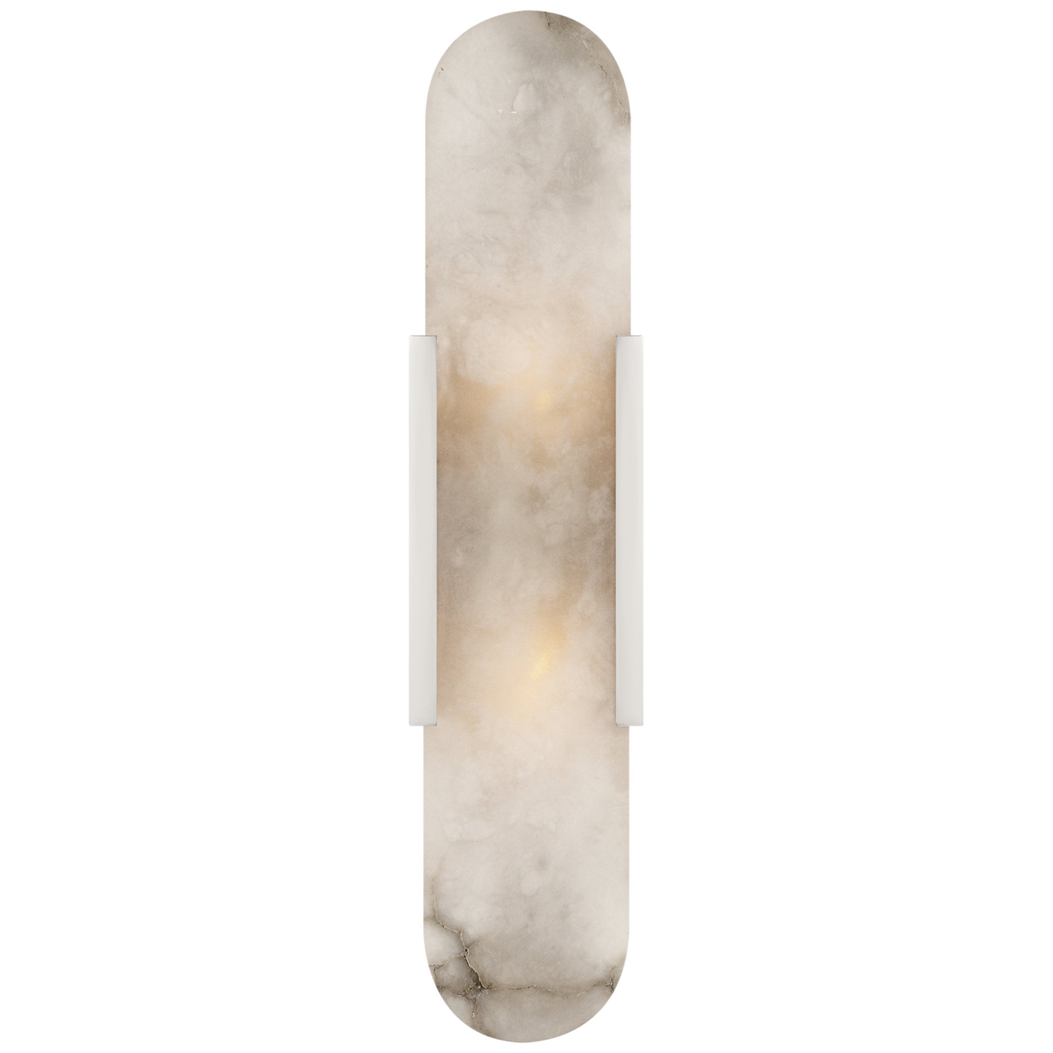 Kelly Wearstler Melange Elongated Sconce in Polished Nickel with Alabaster Wall Light W4.25" x H20"