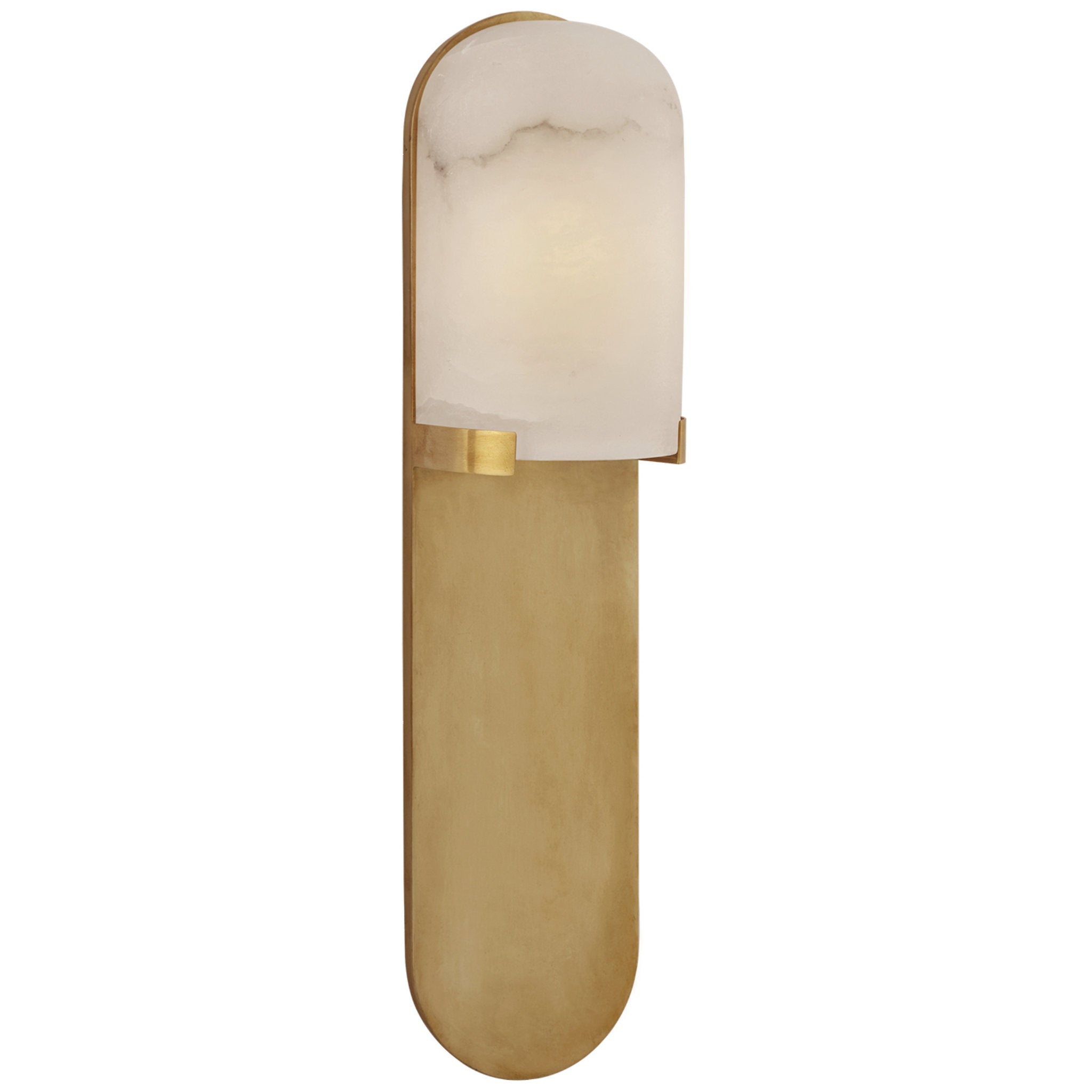 Kelly Wearstler Melange Medium Elongated Pill Sconce in Antique-Burnished Brass with Alabaster Shade Wall Light W4.5" x H18.5"