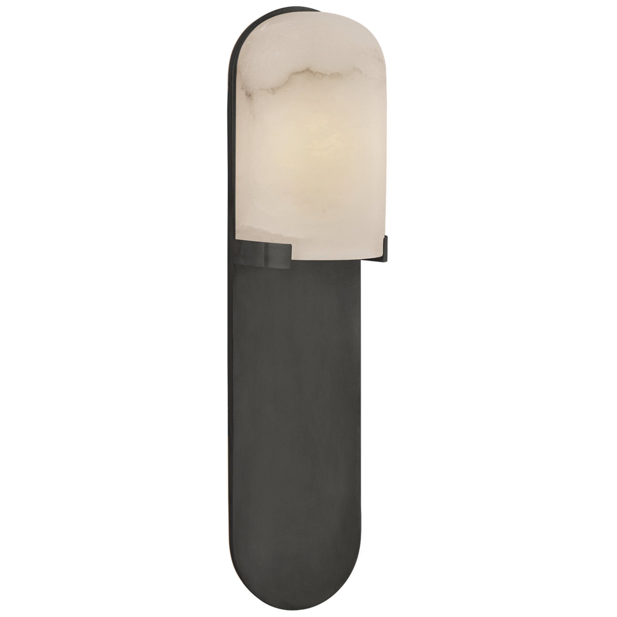Kelly Wearstler Melange Medium Elongated Pill Sconce in Bronze with Alabaster Shade Wall Light W4.5" x H18.5"